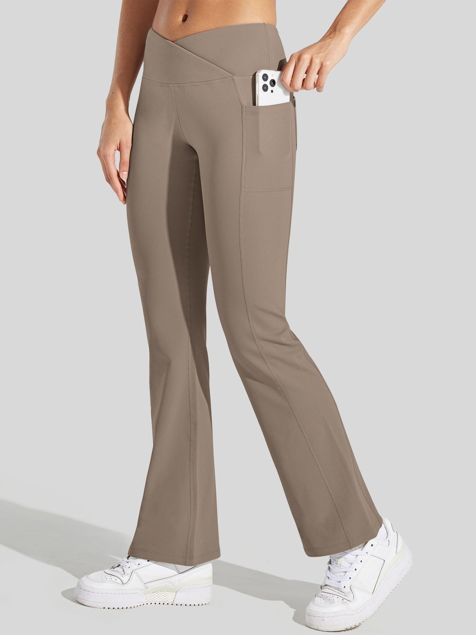 Women's Fleece Lined Crossover Flared Leggings