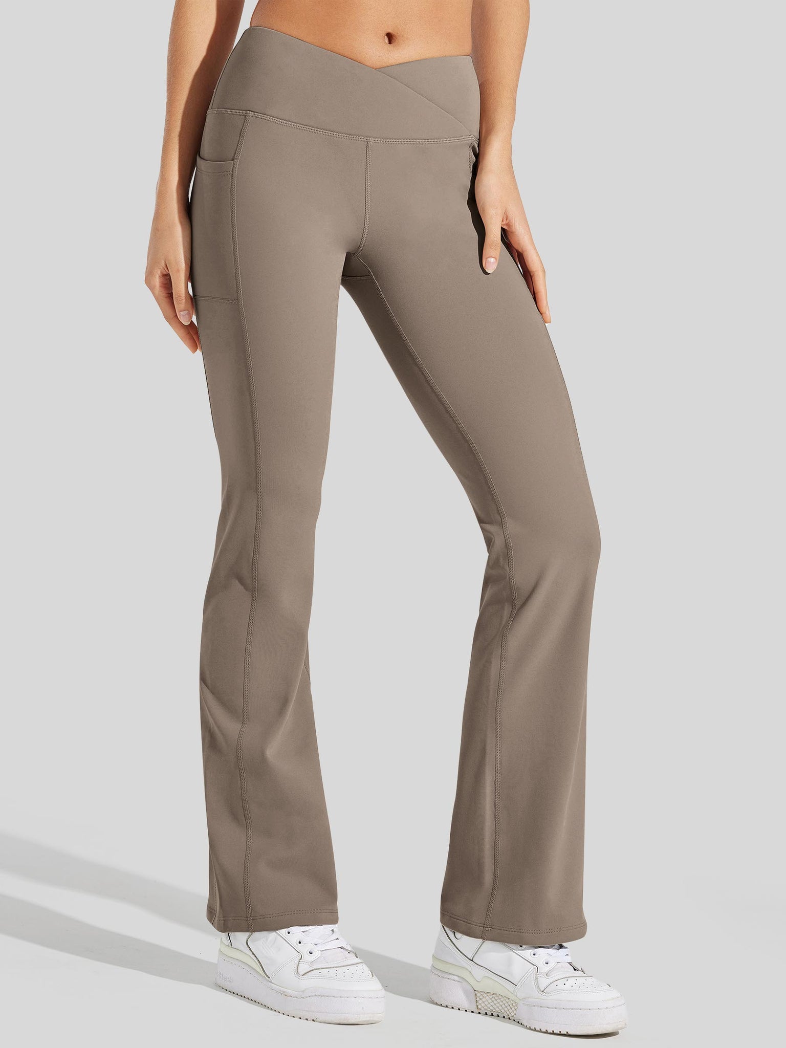 Women's Fleece Lined Crossover Flared Leggings