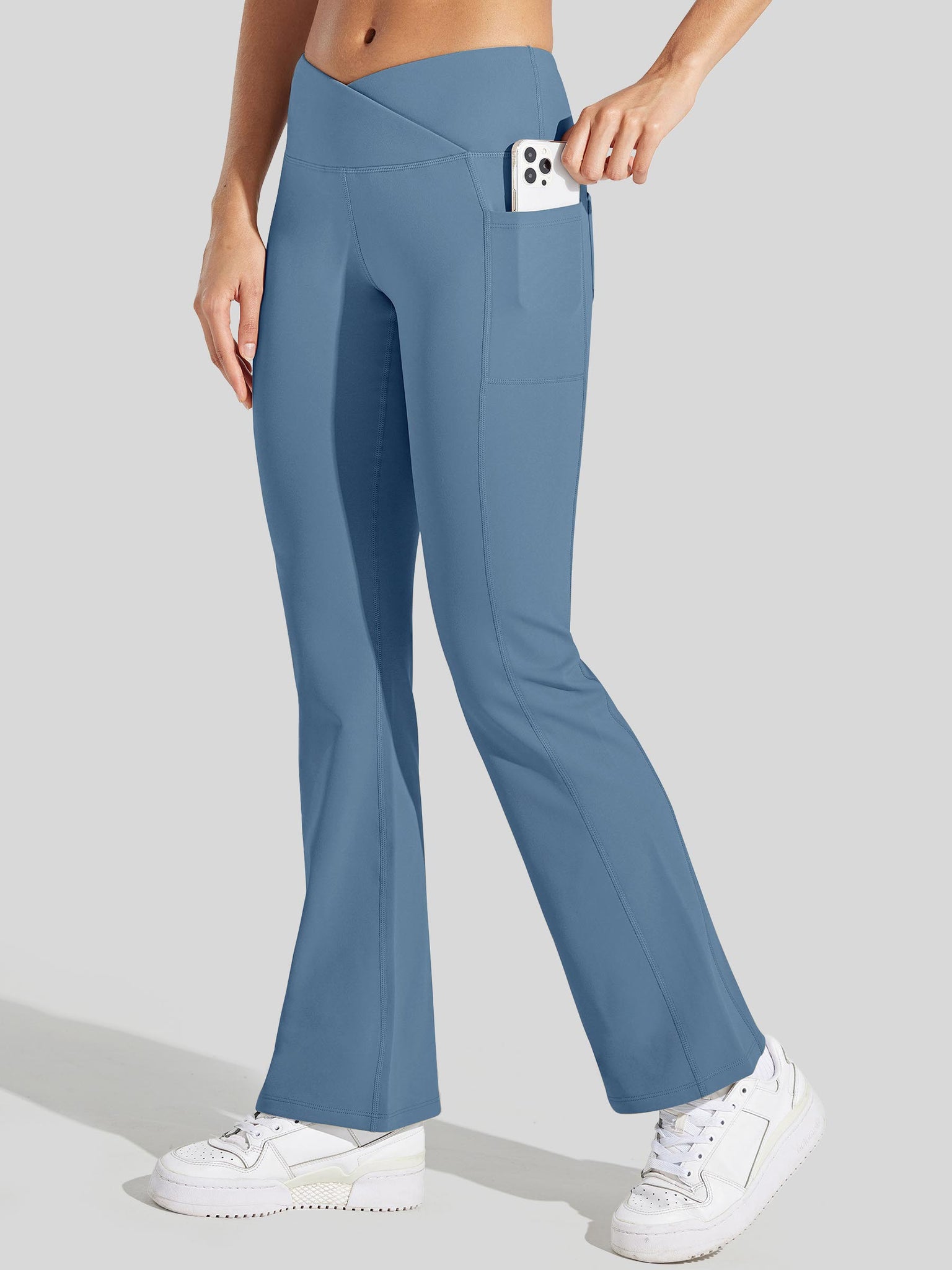 Women's Fleece Lined Crossover Flared Leggings