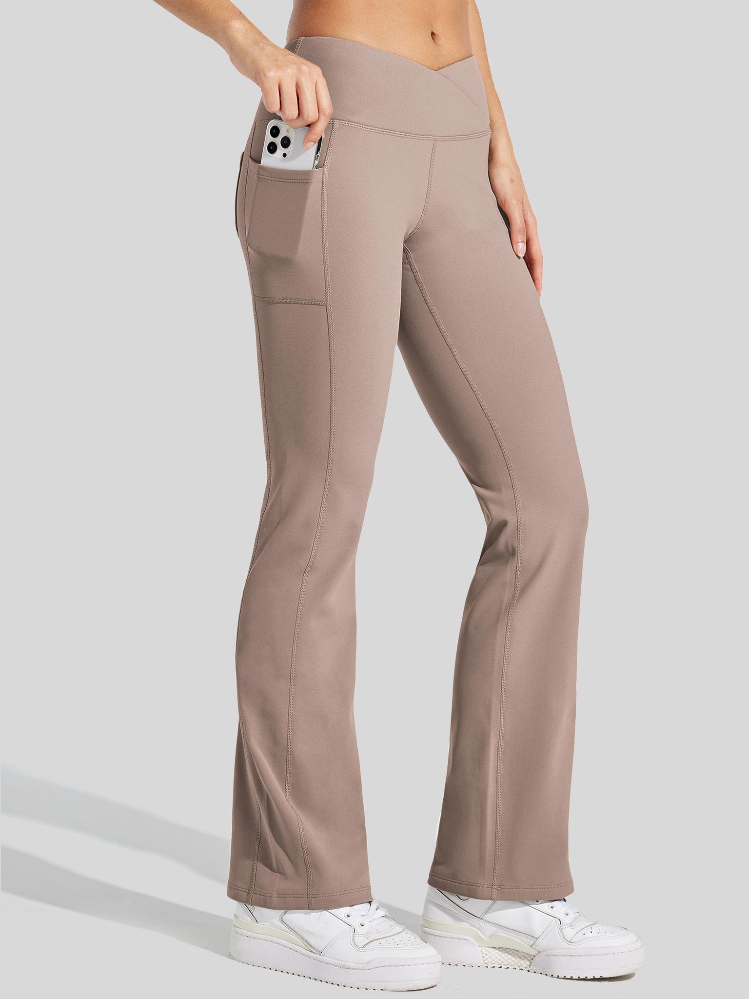 Women's Fleece Lined Crossover Flared Leggings