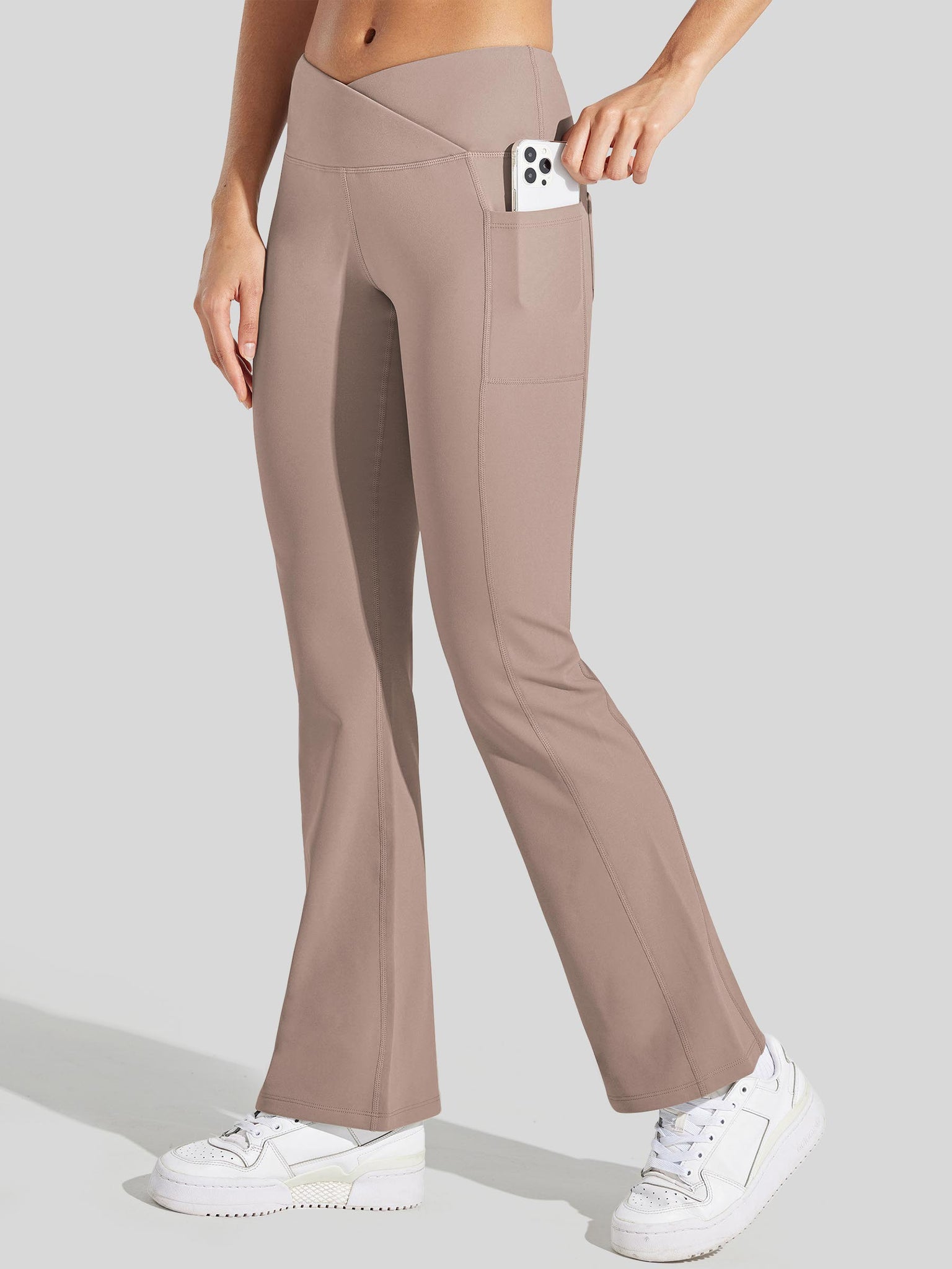 Women's Fleece Lined Crossover Flared Leggings