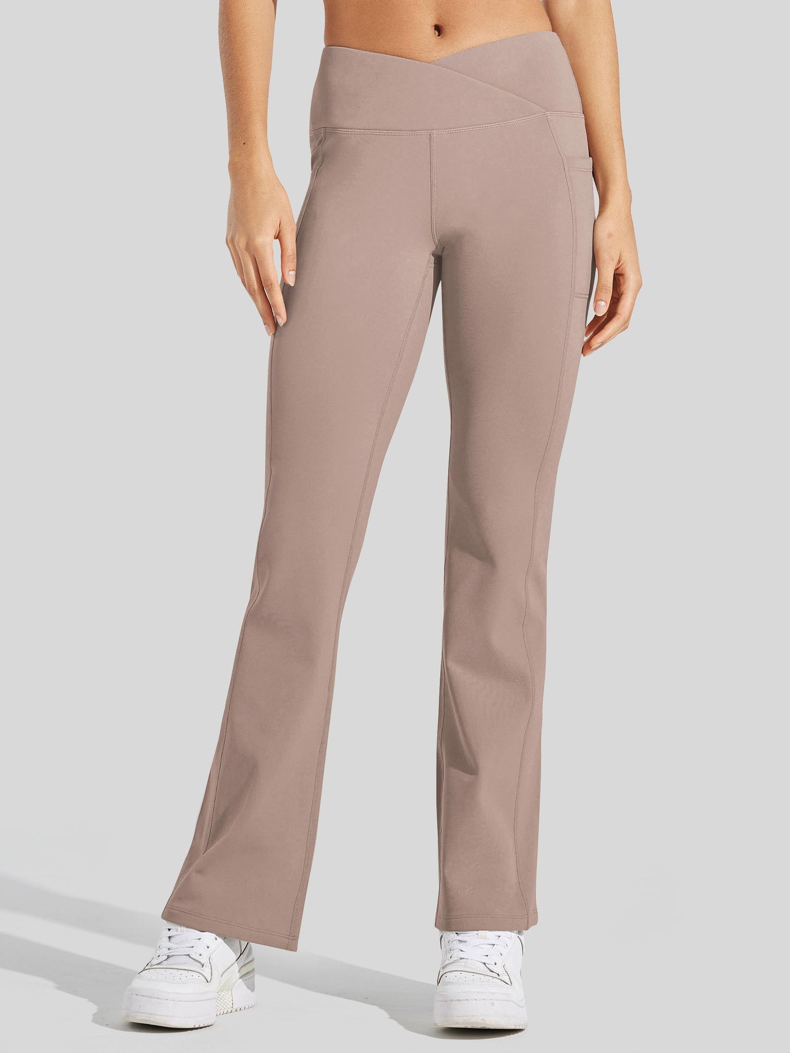 Women's Fleece Lined Crossover Flared Leggings