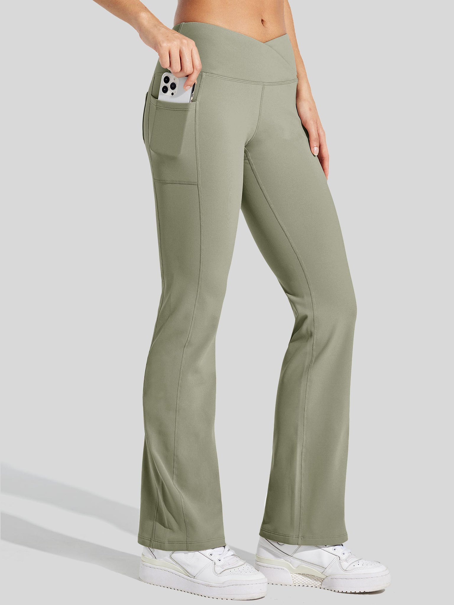 Women's Fleece Lined Crossover Flared Leggings