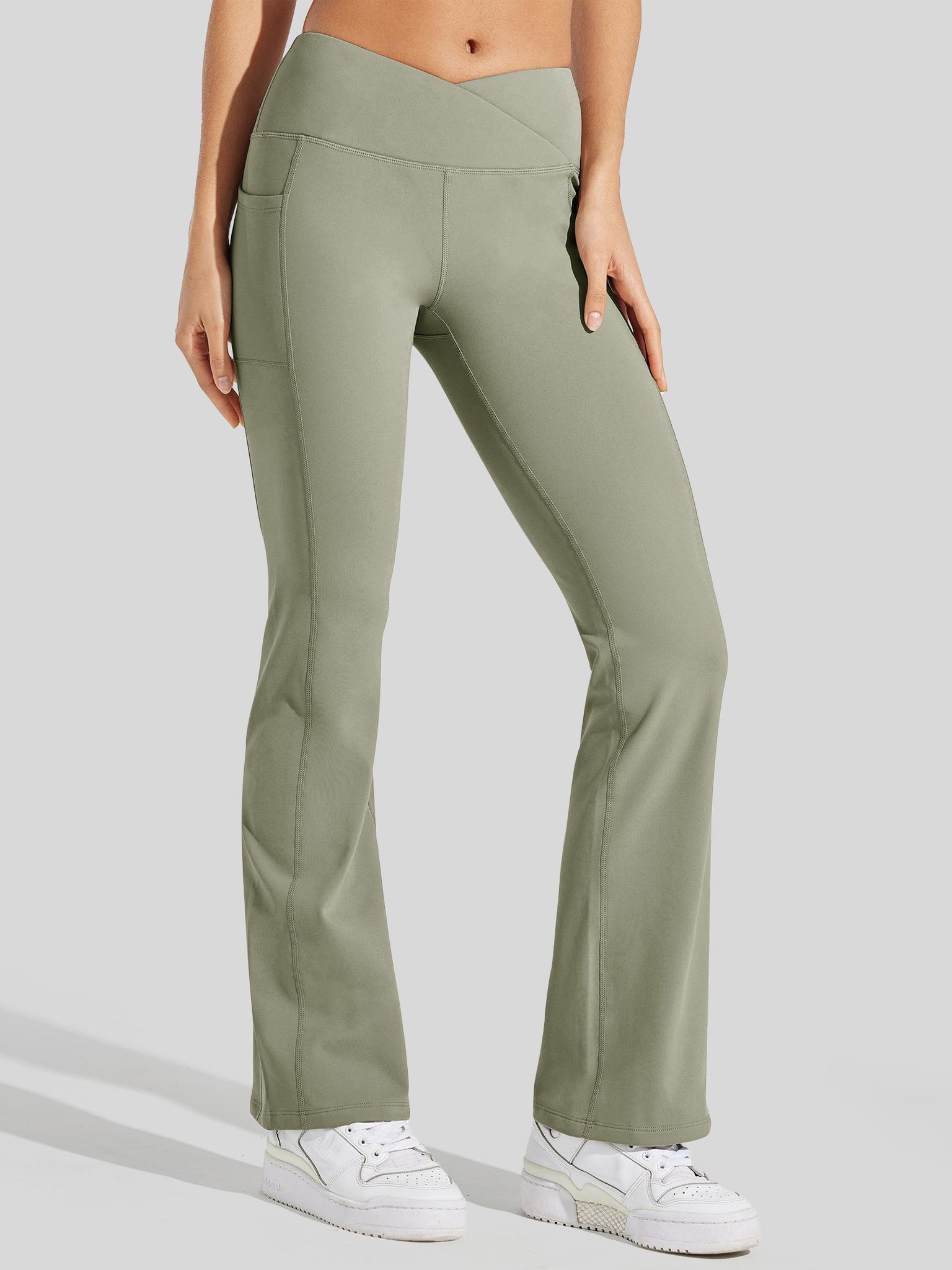 Women's Fleece Lined Crossover Flared Leggings