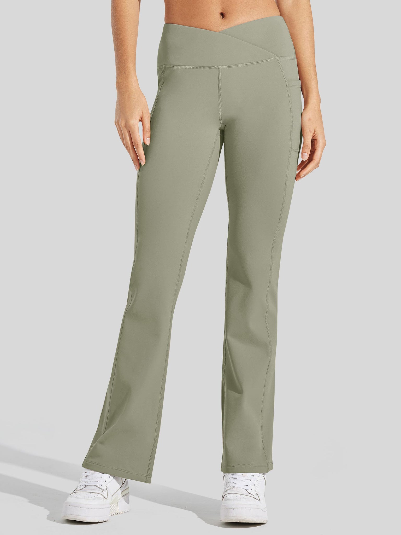 Women's Fleece Lined Crossover Flared Leggings