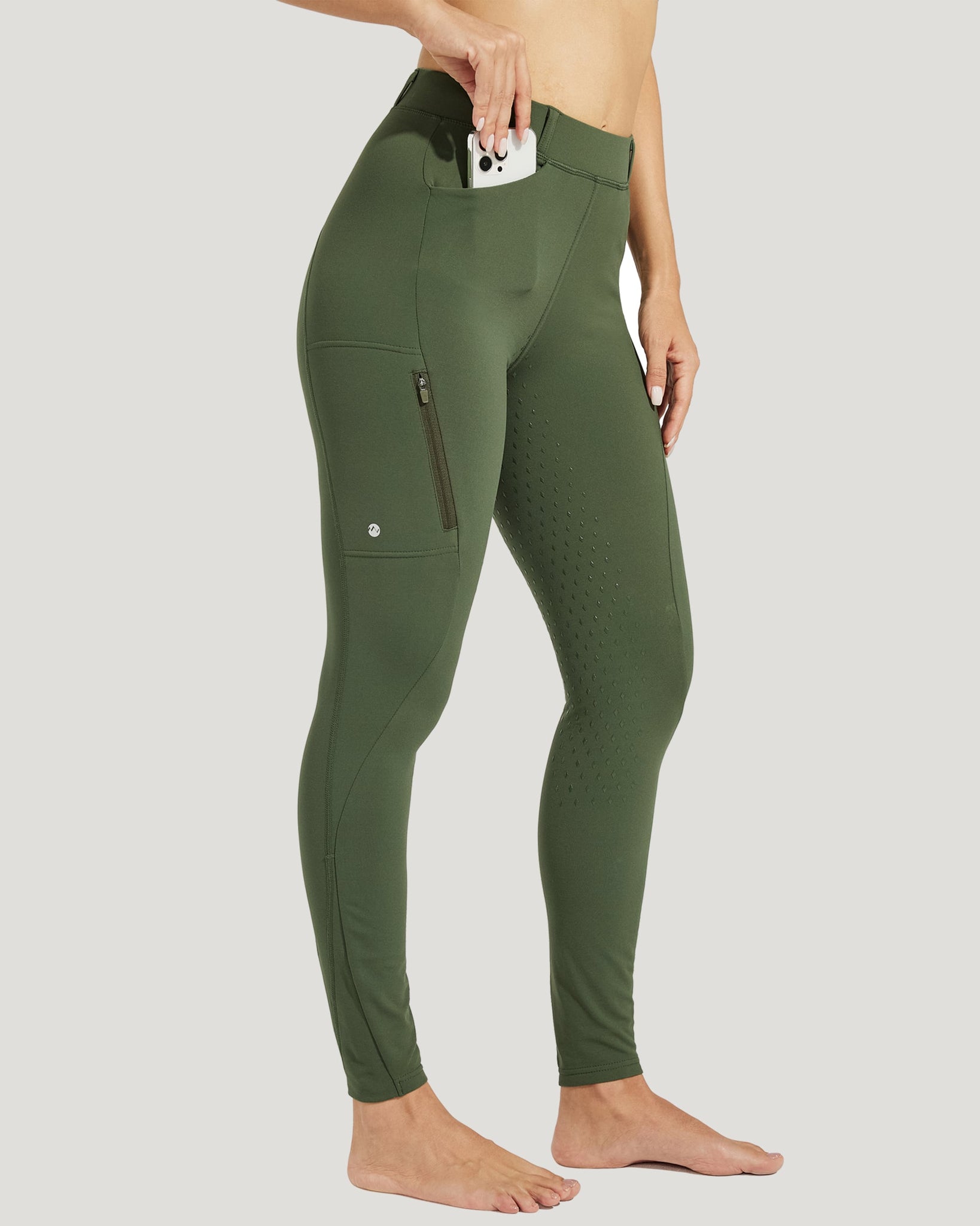Women's Fleece Riding Pants_Green_model1