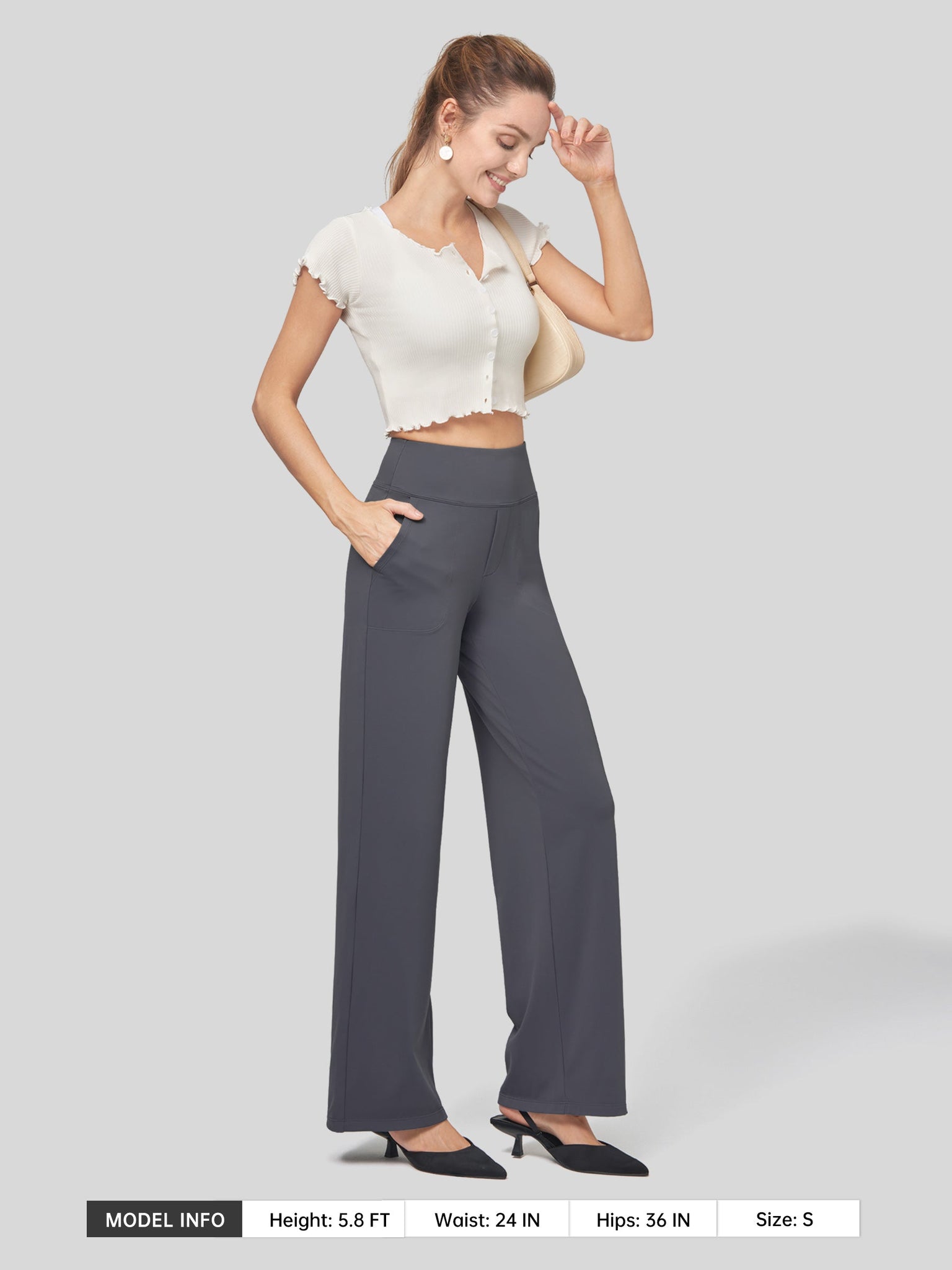 Women's High Rise Yoga Dress Pants 28 Inch