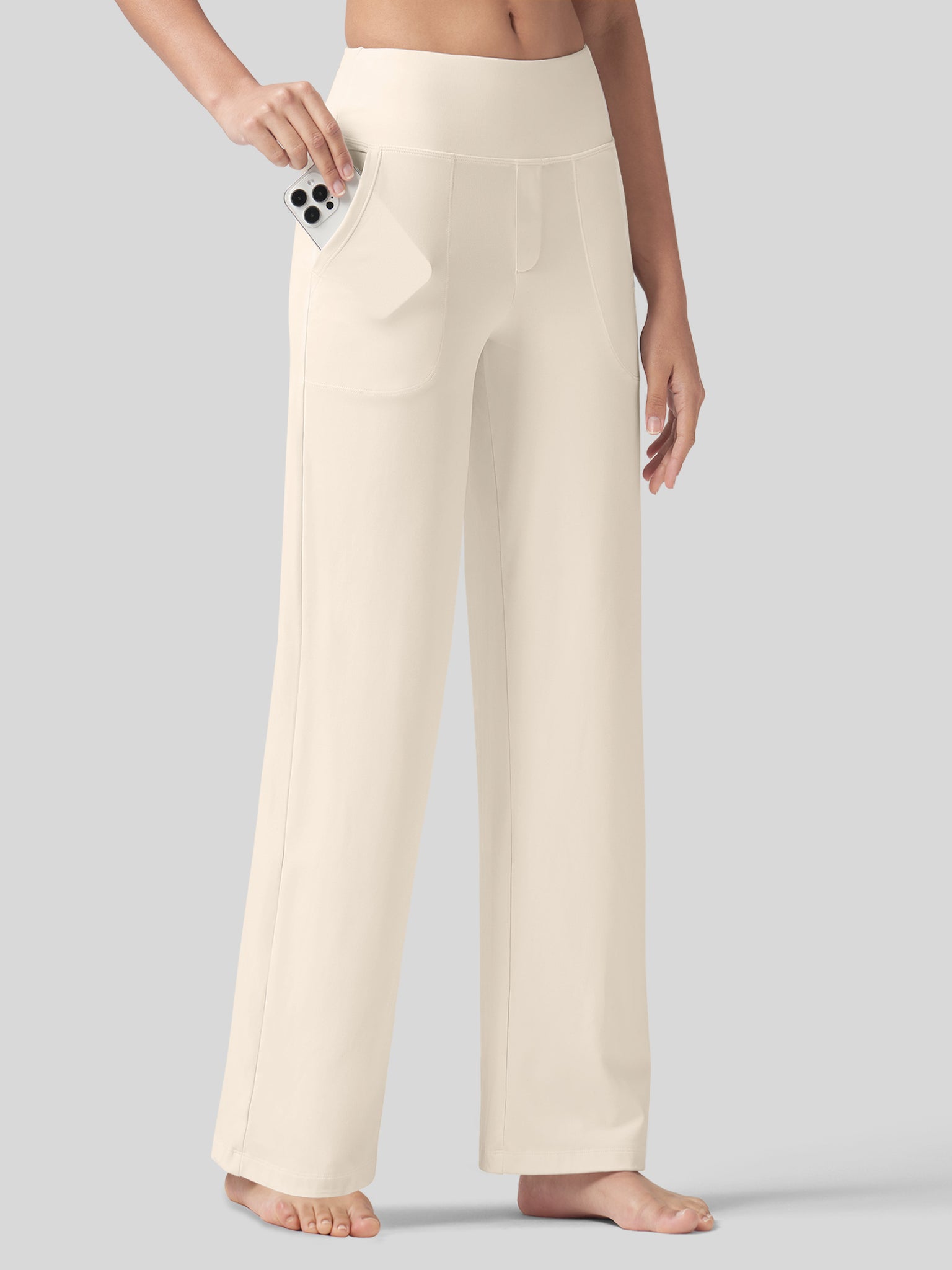 Willit Women's High Rise Yoga Dress Pants 28 Inch in cream