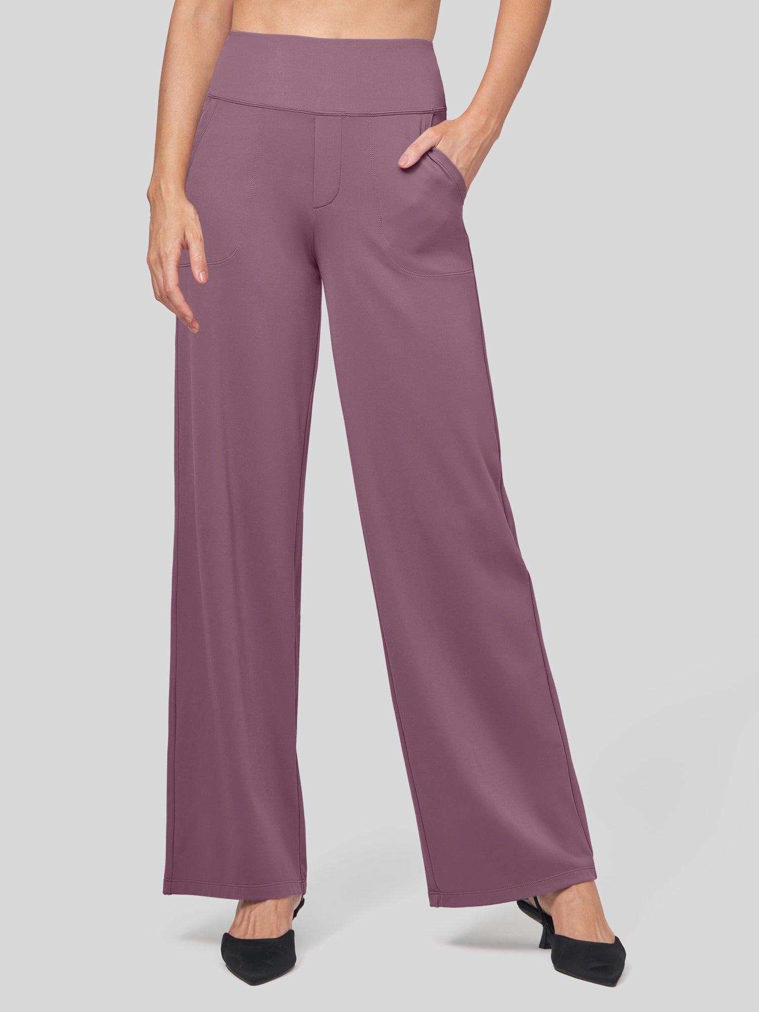 Willit Women's High Rise Yoga Dress Pants 32 Inch in rose