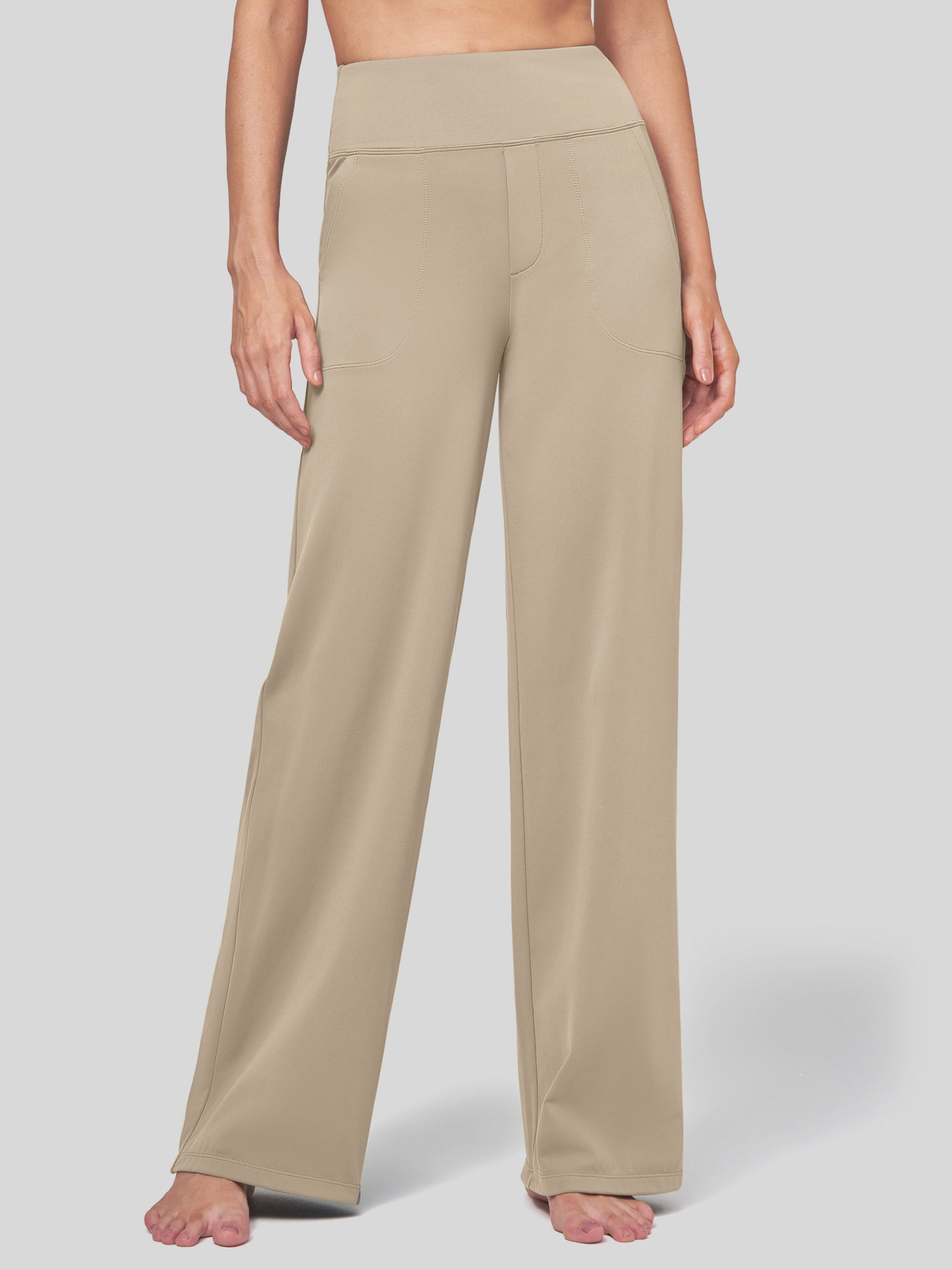 Willit Women's High Rise Yoga Dress Pants 32 Inch in khaki