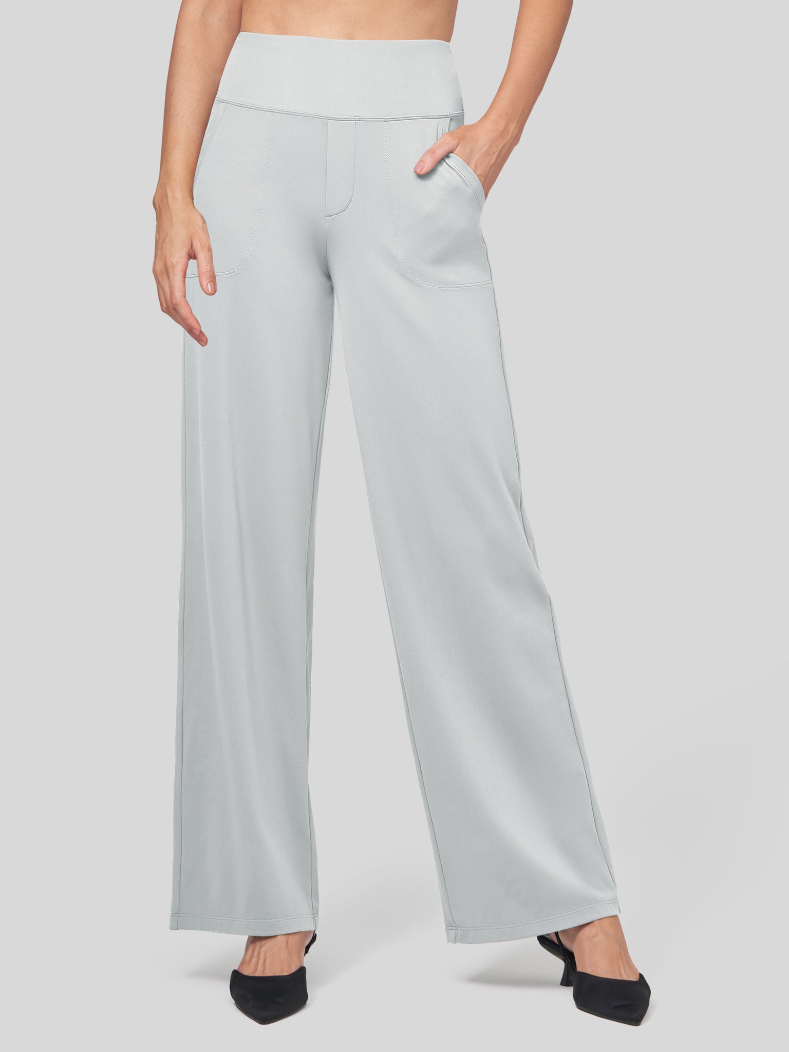 Willit Women's High Rise Yoga Dress Pants 30 Inch in light gray