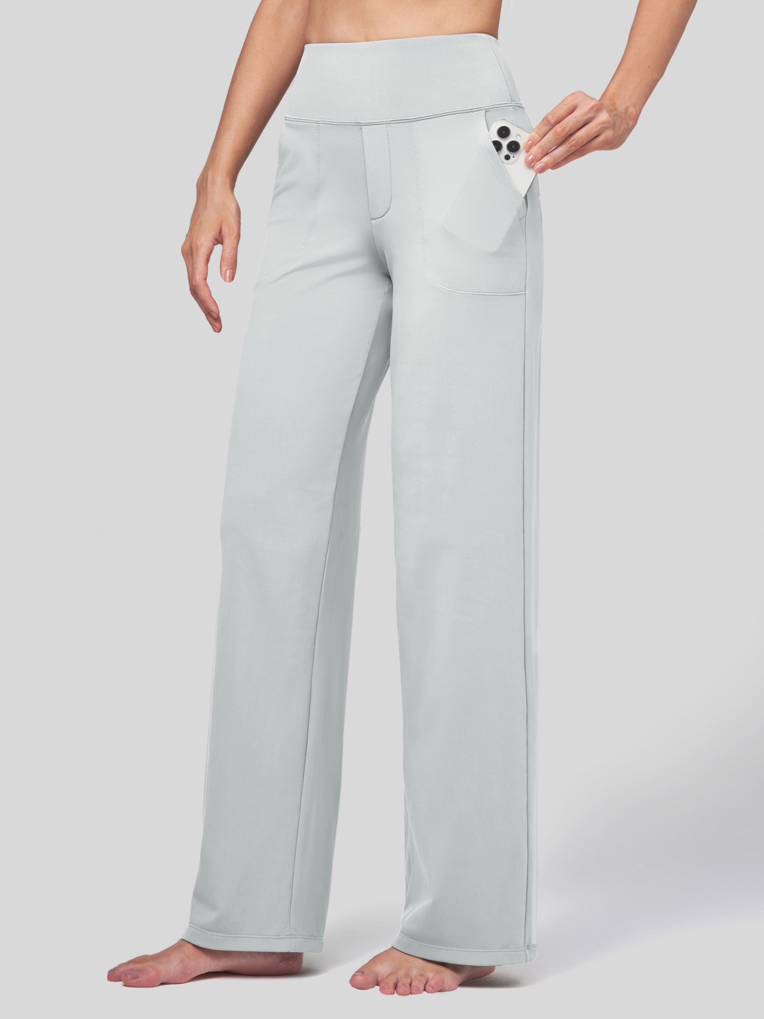 Willit Women's High Rise Yoga Dress Pants 30 Inch in light gray