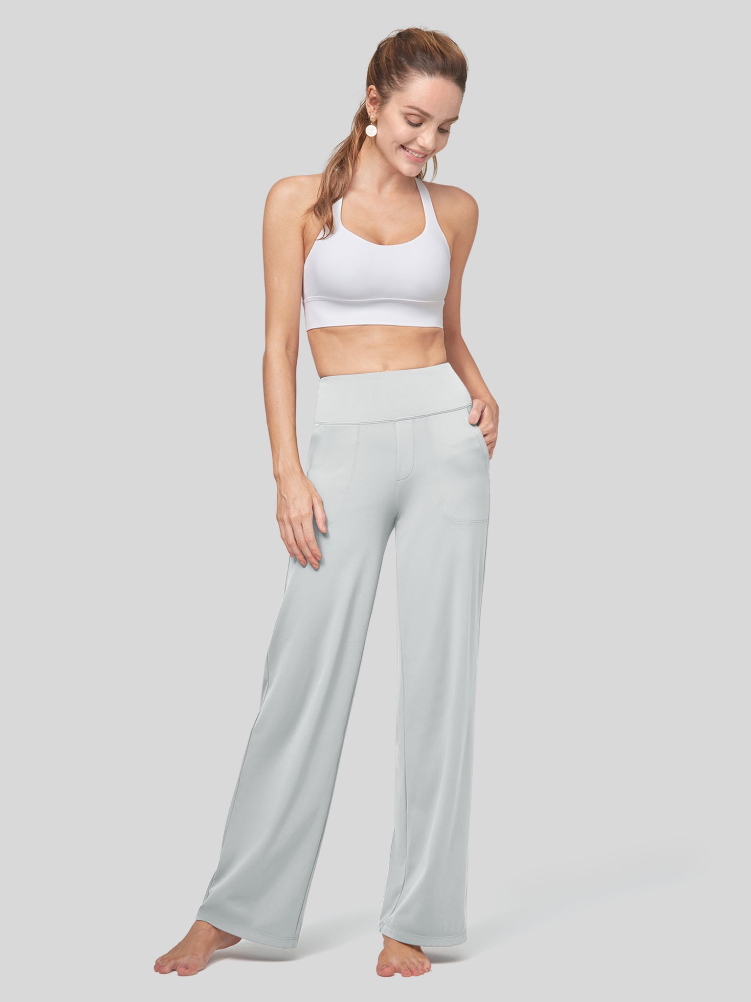Willit Women's High Rise Yoga Dress Pants 30 Inch in light gray