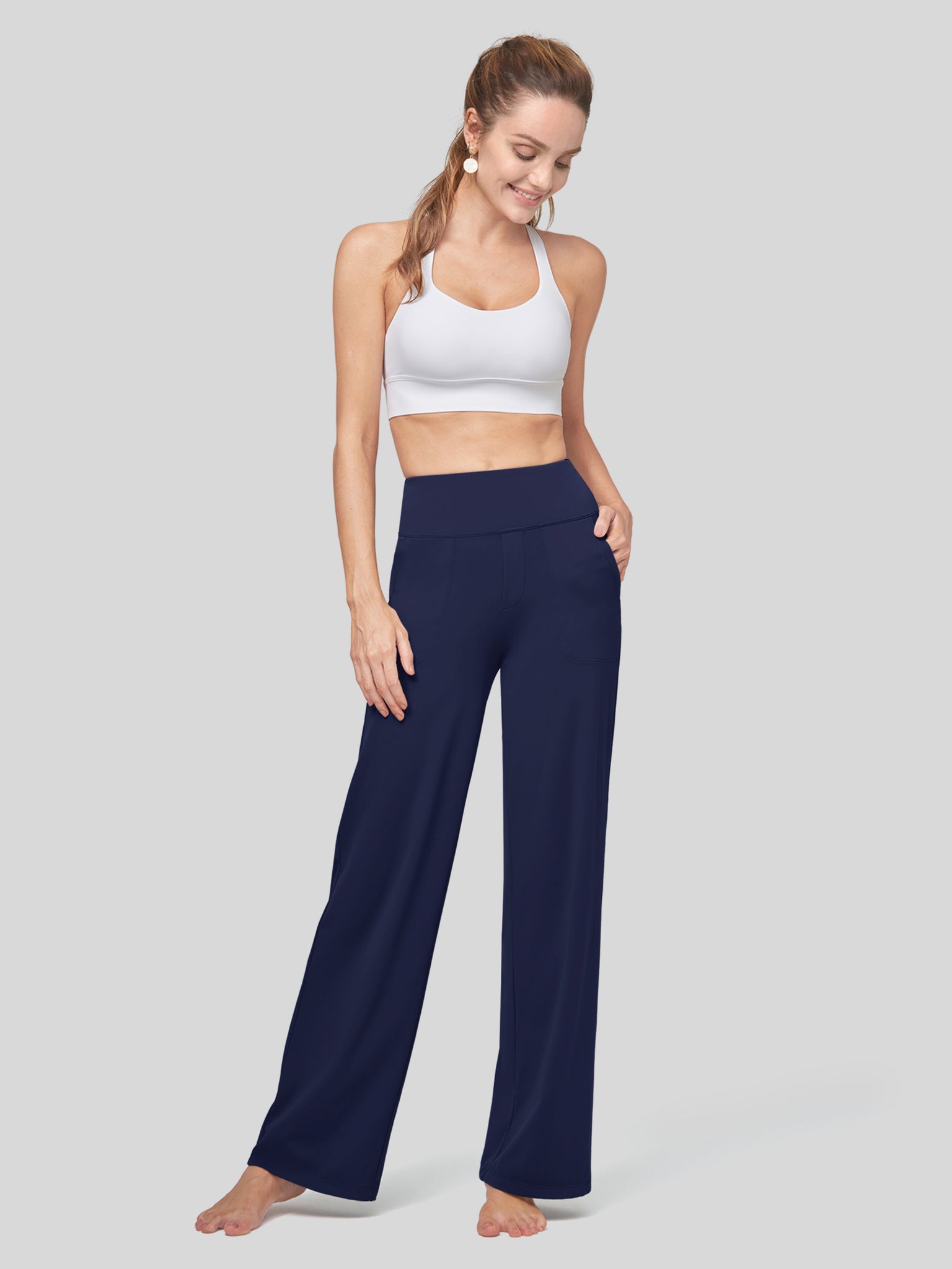 Willit Women's High Rise Yoga Dress Pants 30 Inch in navy