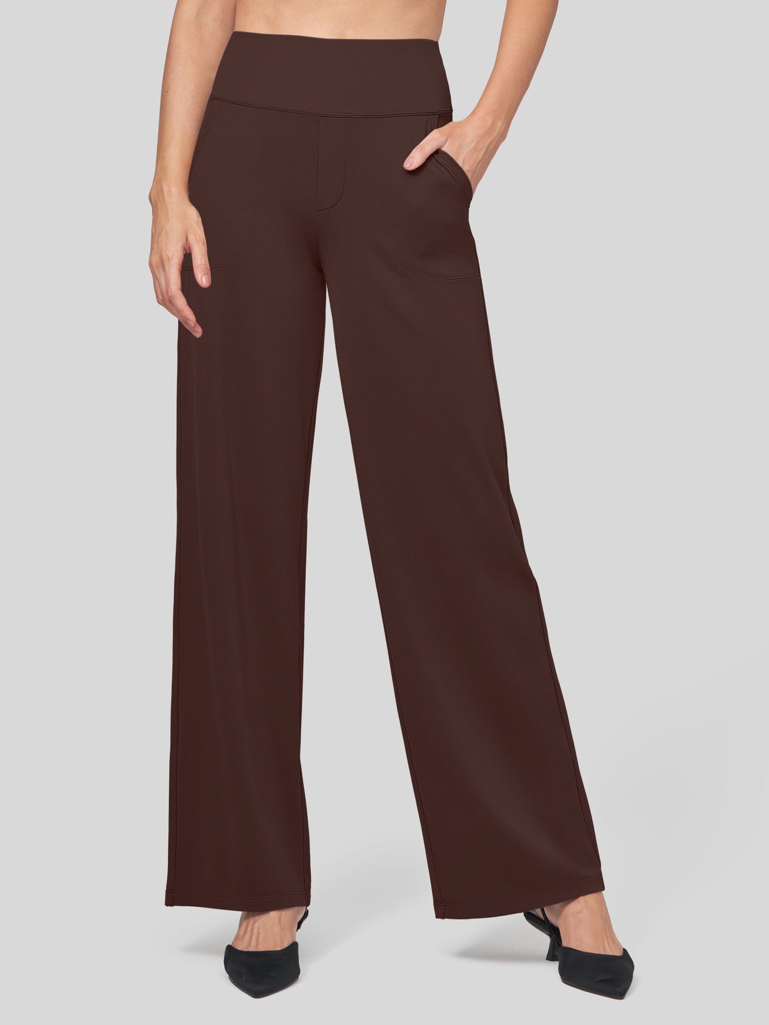 Willit Women's High Rise Yoga Dress Pants 30 Inch in brown