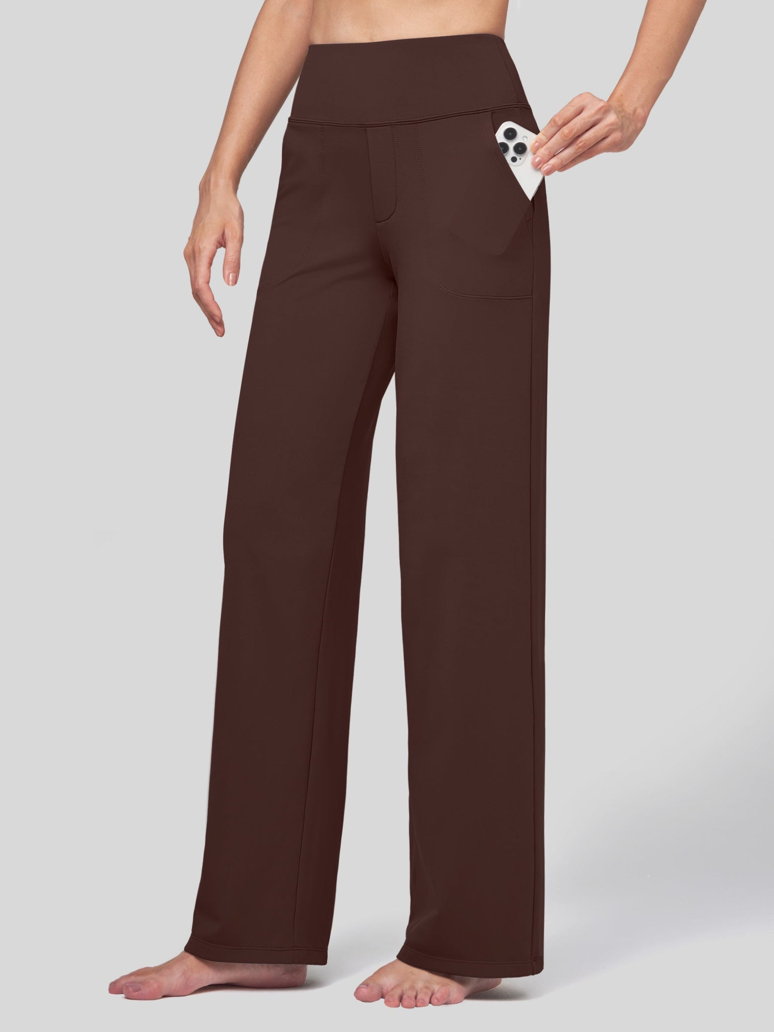 Willit Women's High Rise Yoga Dress Pants 30 Inch in brown