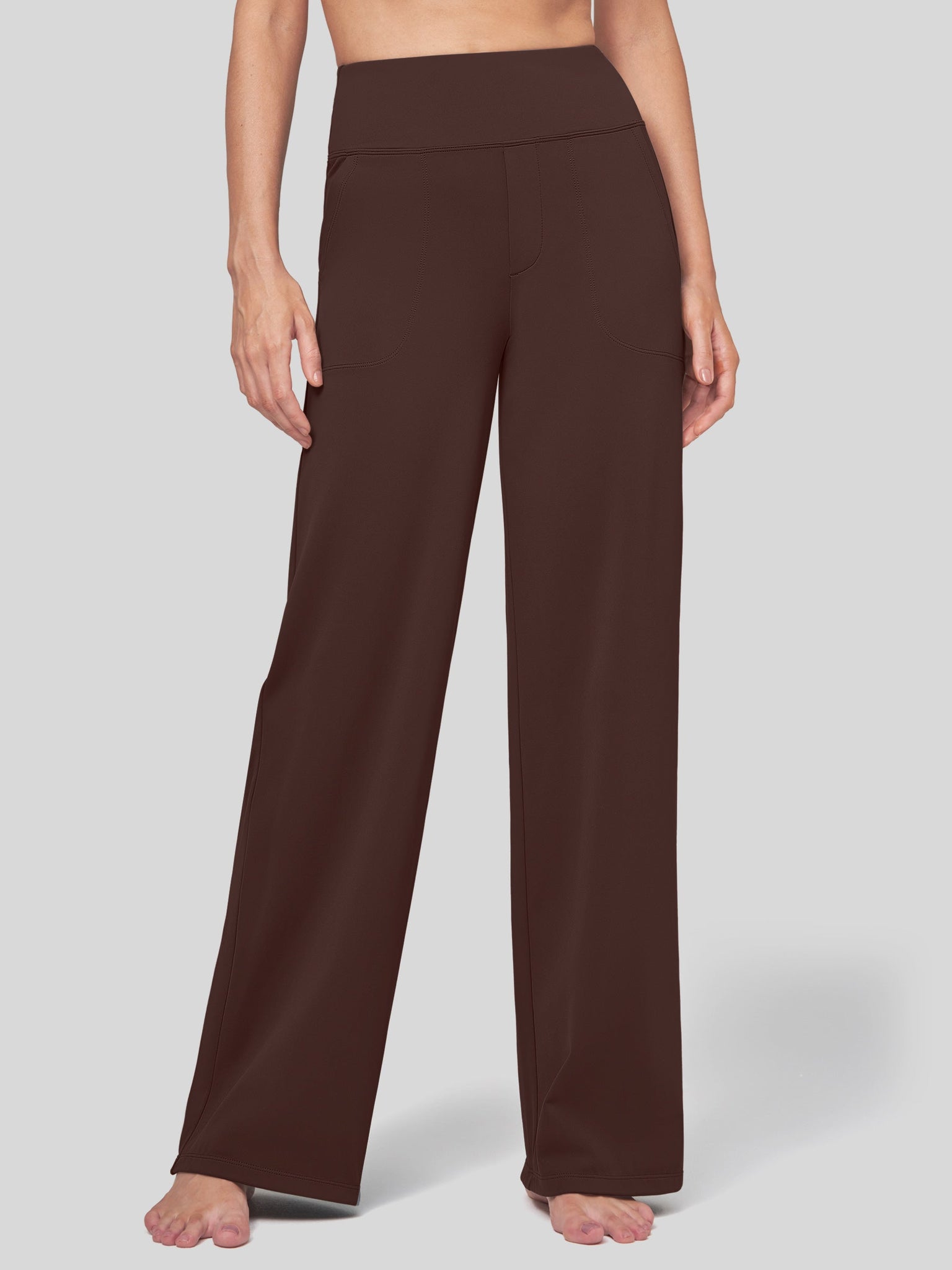 Willit Women's High Rise Yoga Dress Pants 32 Inch in brown