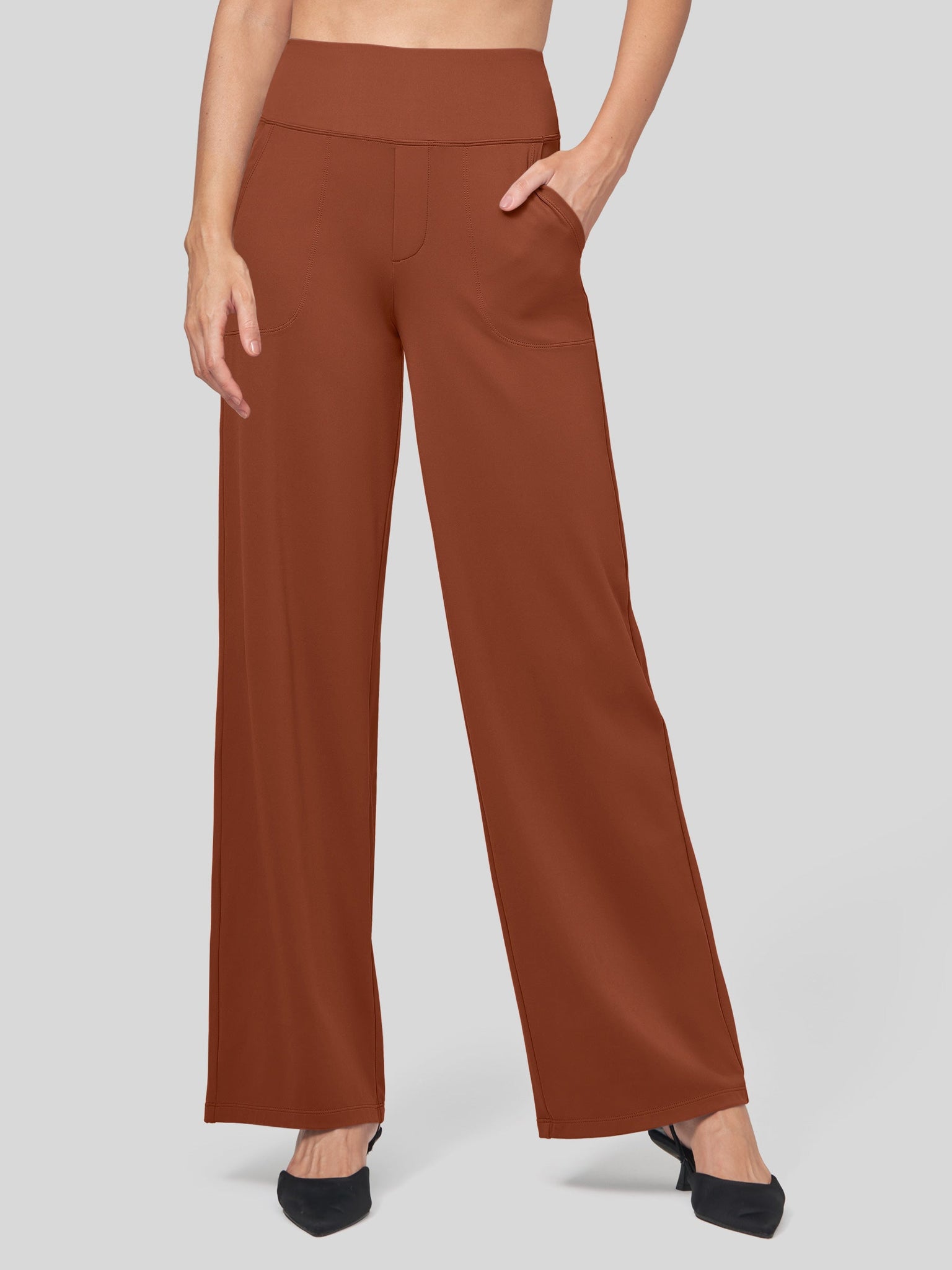 Willit Women's High Rise Yoga Dress Pants 30 Inch in caramel