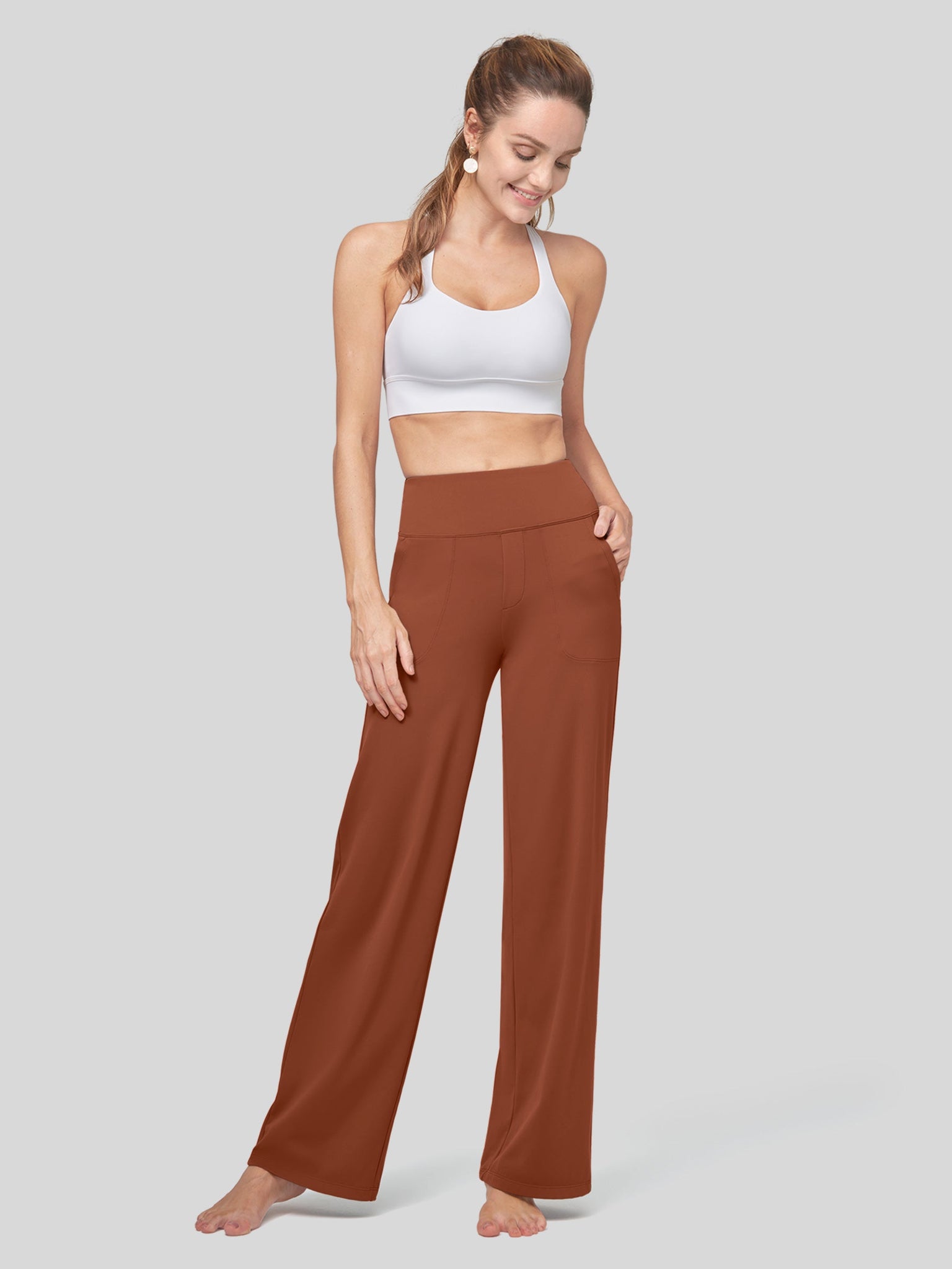 Willit Women's High Rise Yoga Dress Pants 30 Inch in caramel