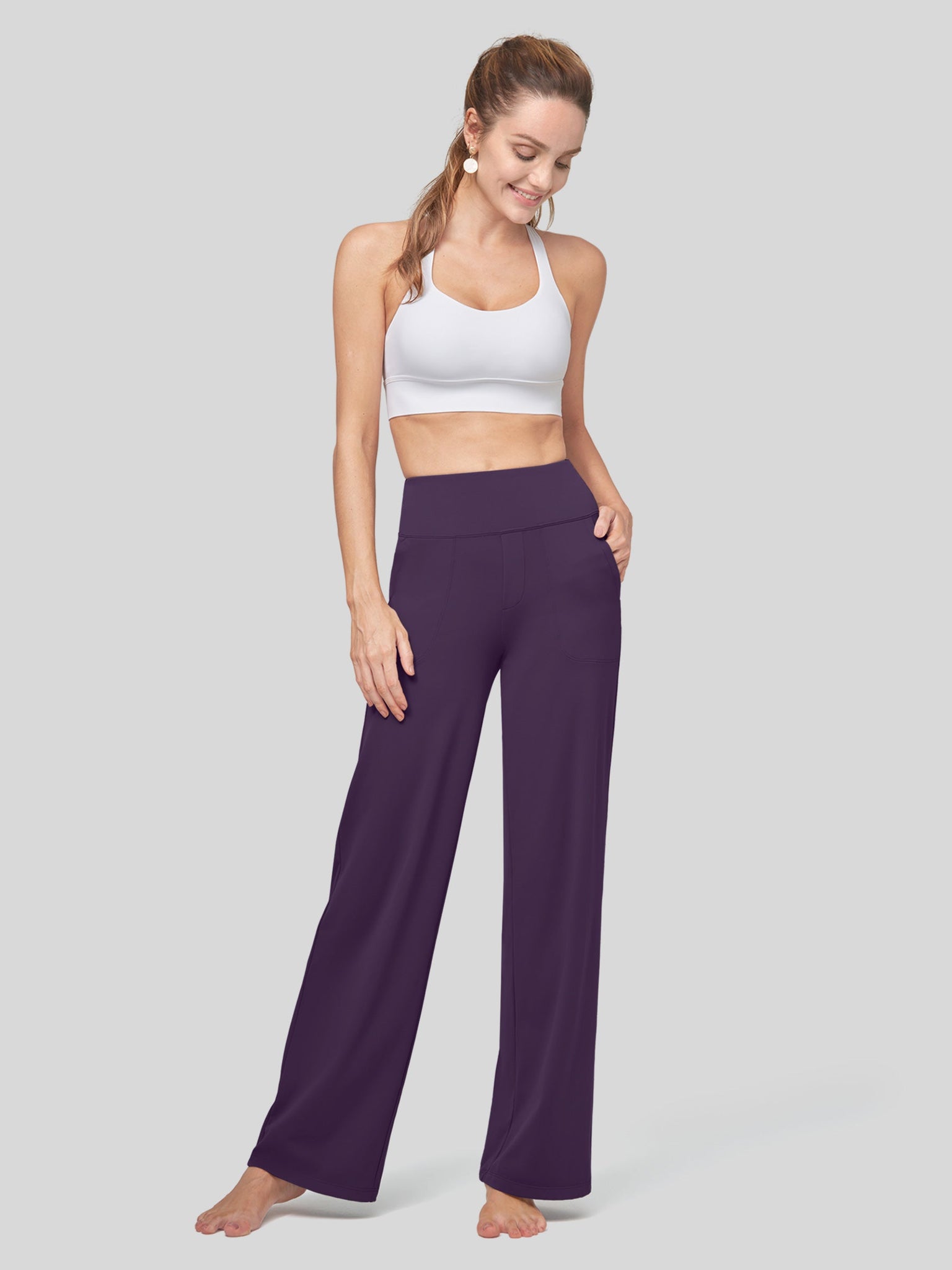 Willit Women's High Rise Yoga Dress Pants 30 Inch in purple