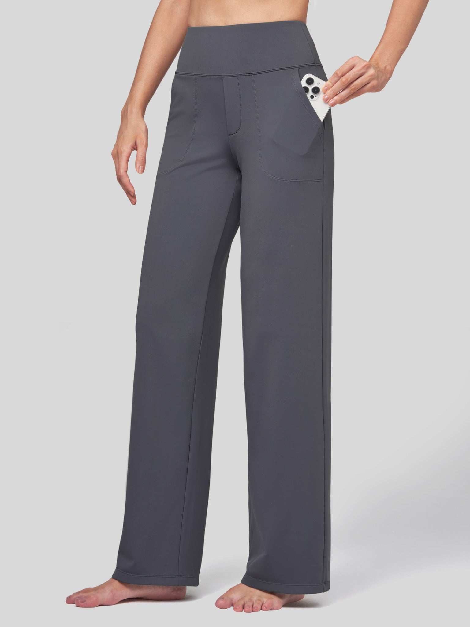 Willit Women's High Rise Yoga Dress Pants 32 Inch in gray