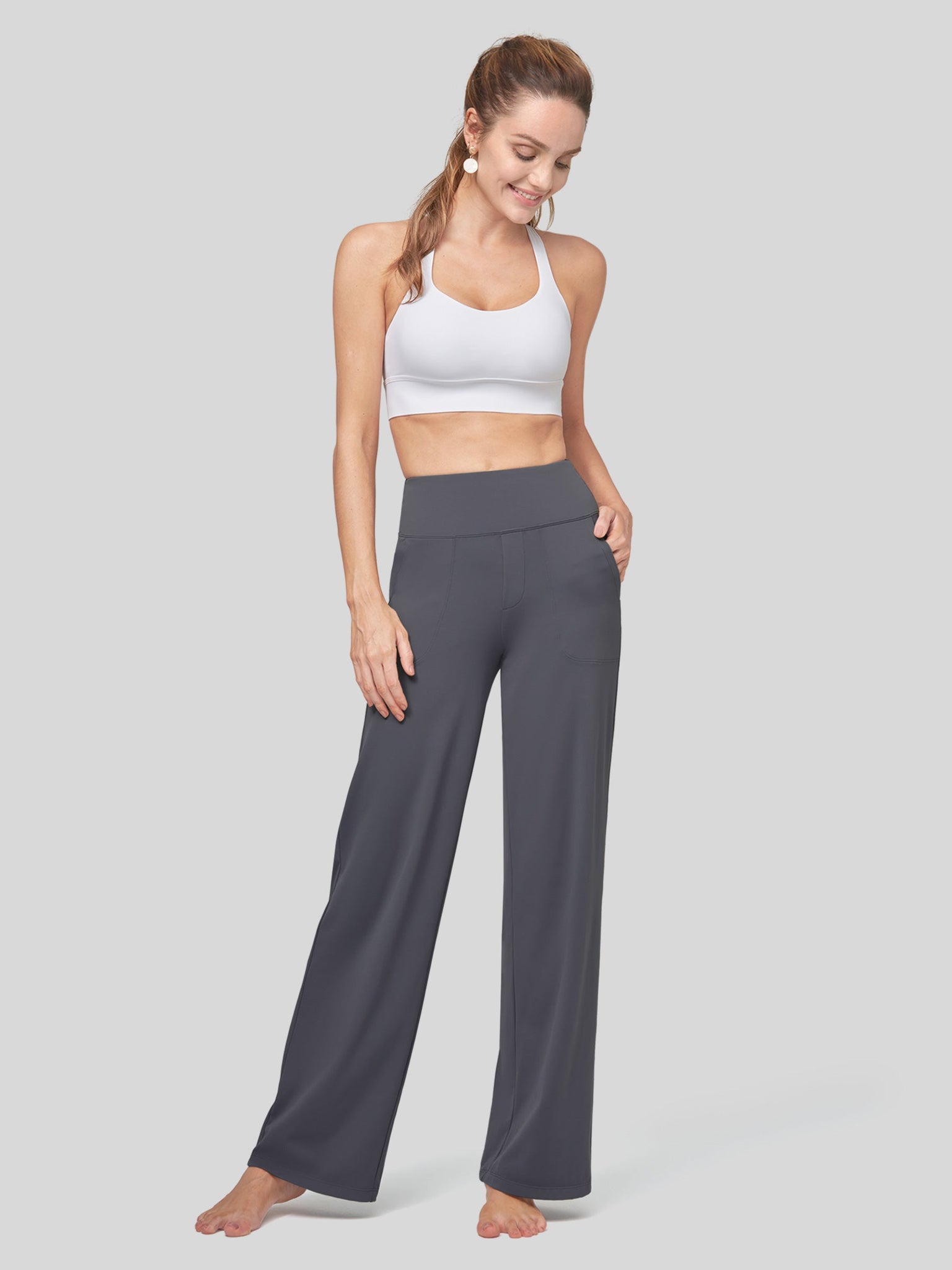 Willit Women's High Rise Yoga Dress Pants 30 Inch in gray