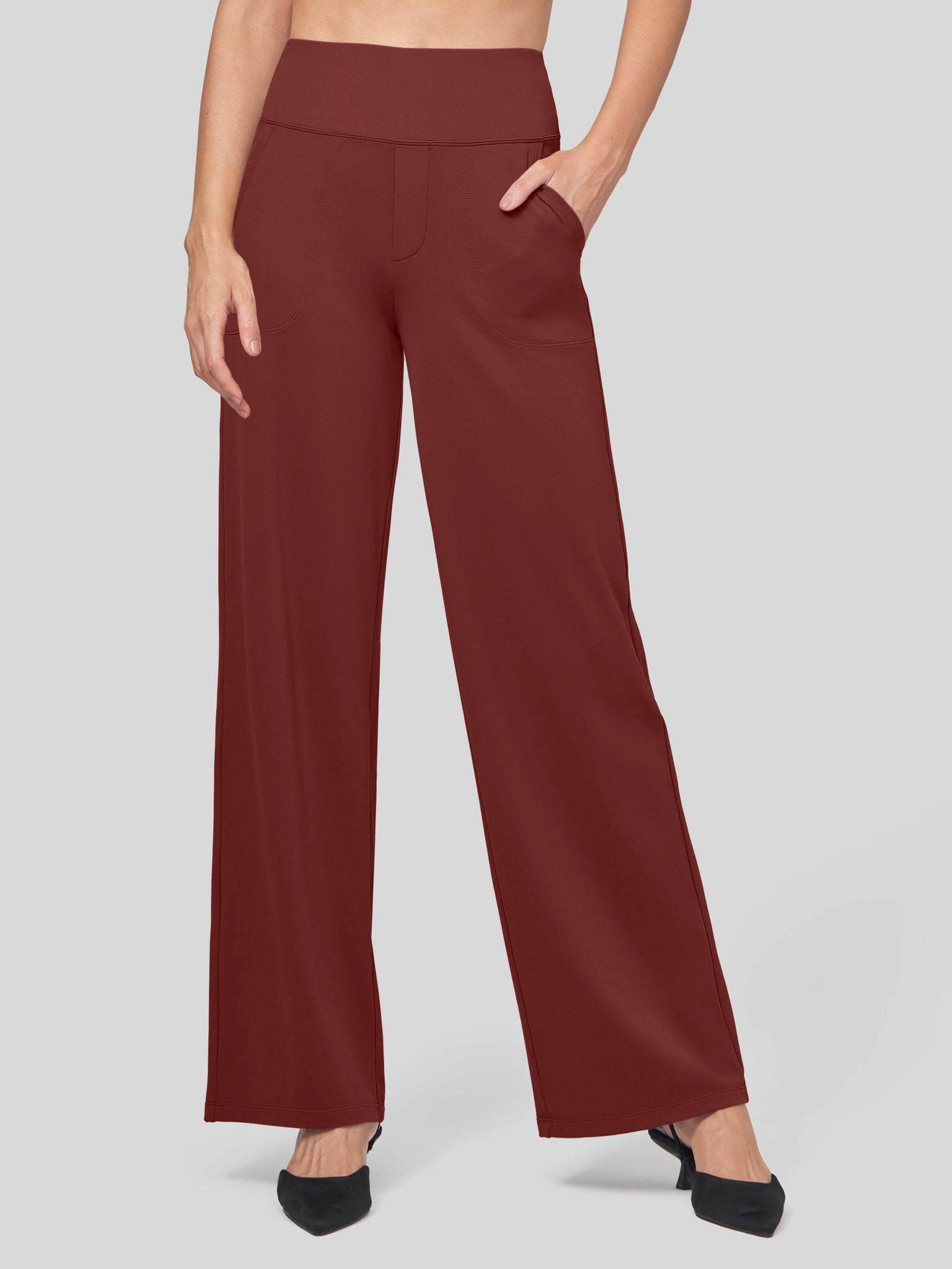 Willit Women's High Rise Yoga Dress Pants 32 Inch in red