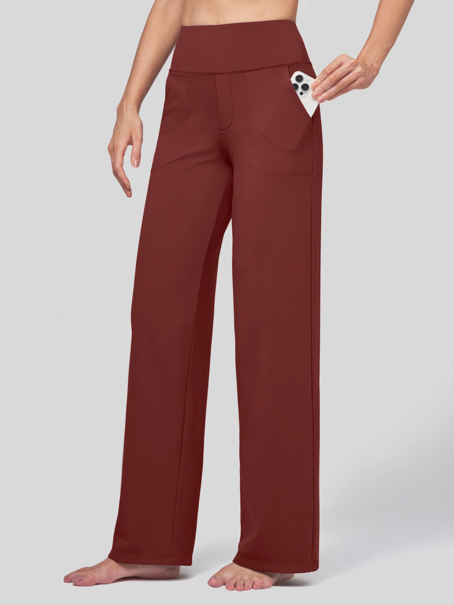 Willit Women's High Rise Yoga Dress Pants 32 Inch in red