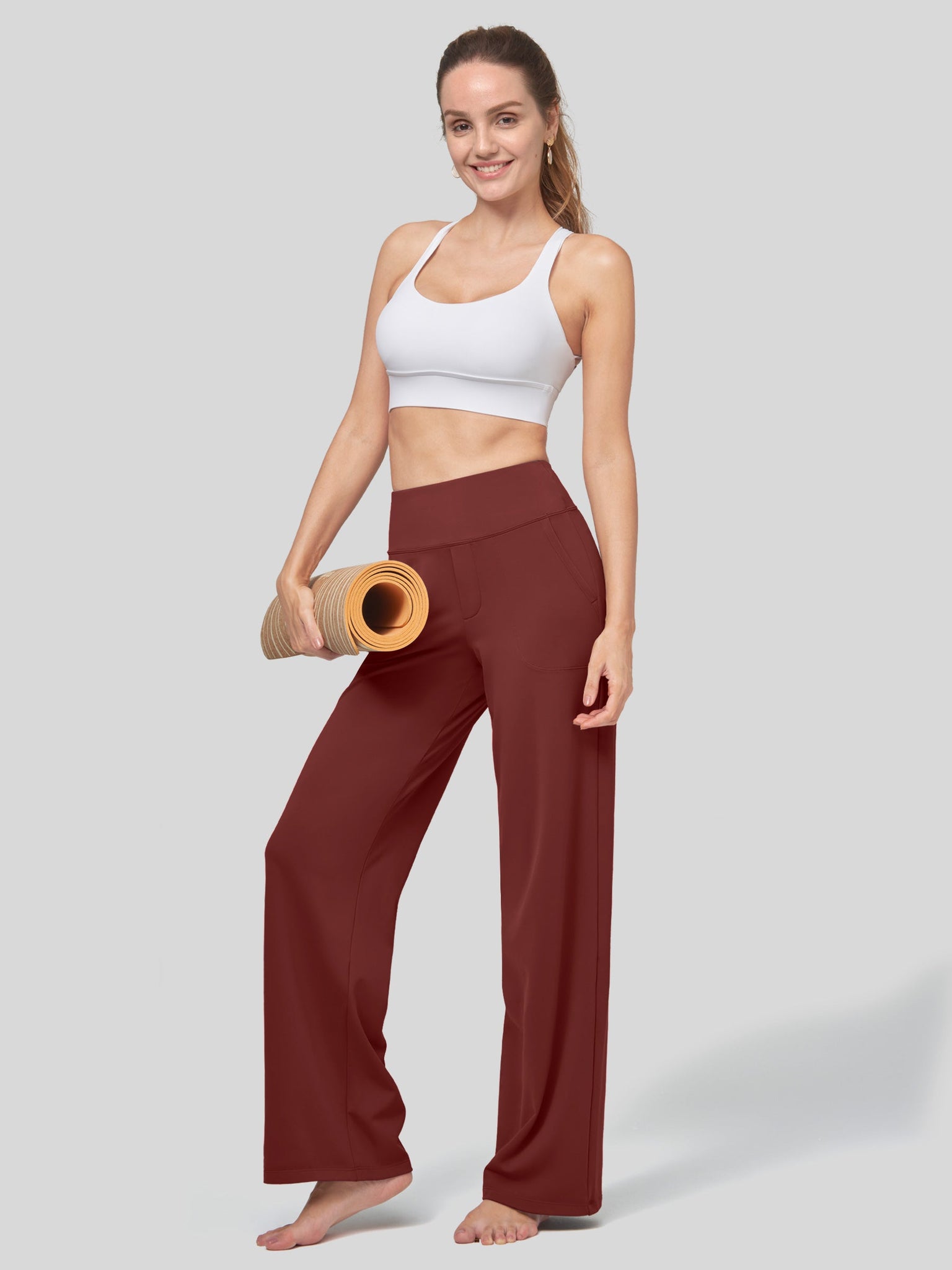 Willit Women's High Rise Yoga Dress Pants 30 Inch in red