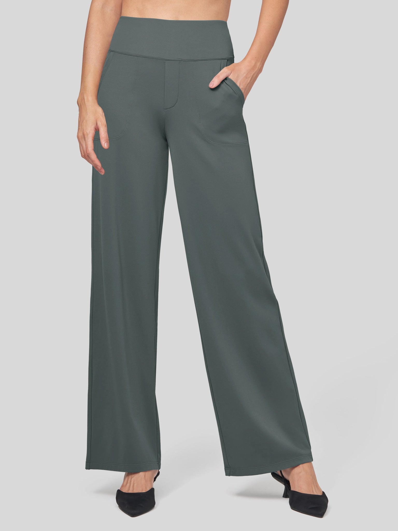 Willit Women's High Rise Yoga Dress Pants 32 Inch in green