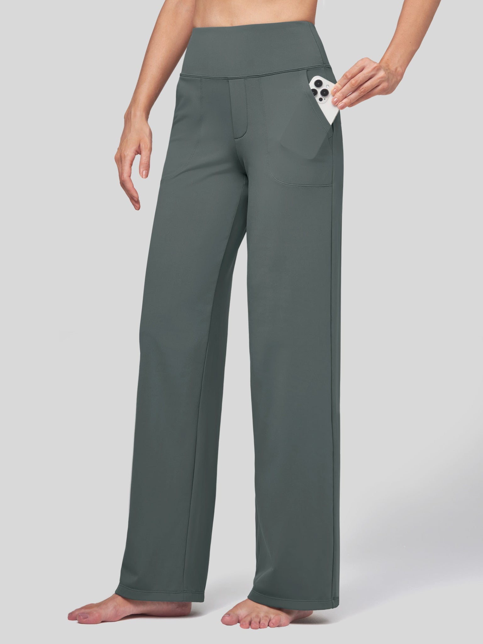 Willit Women's High Rise Yoga Dress Pants 32 Inch in green