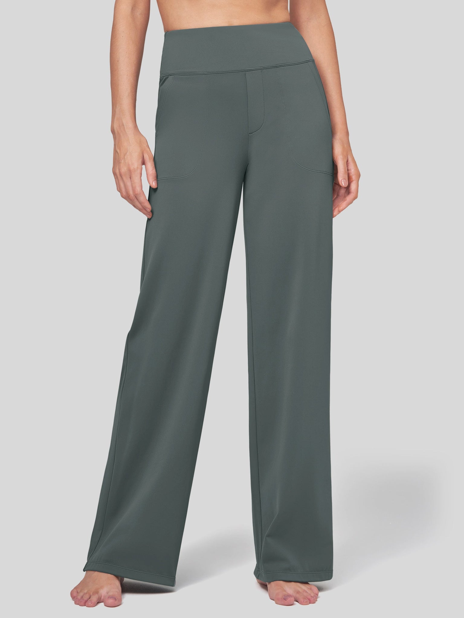 Willit Women's High Rise Yoga Dress Pants 32 Inch in green