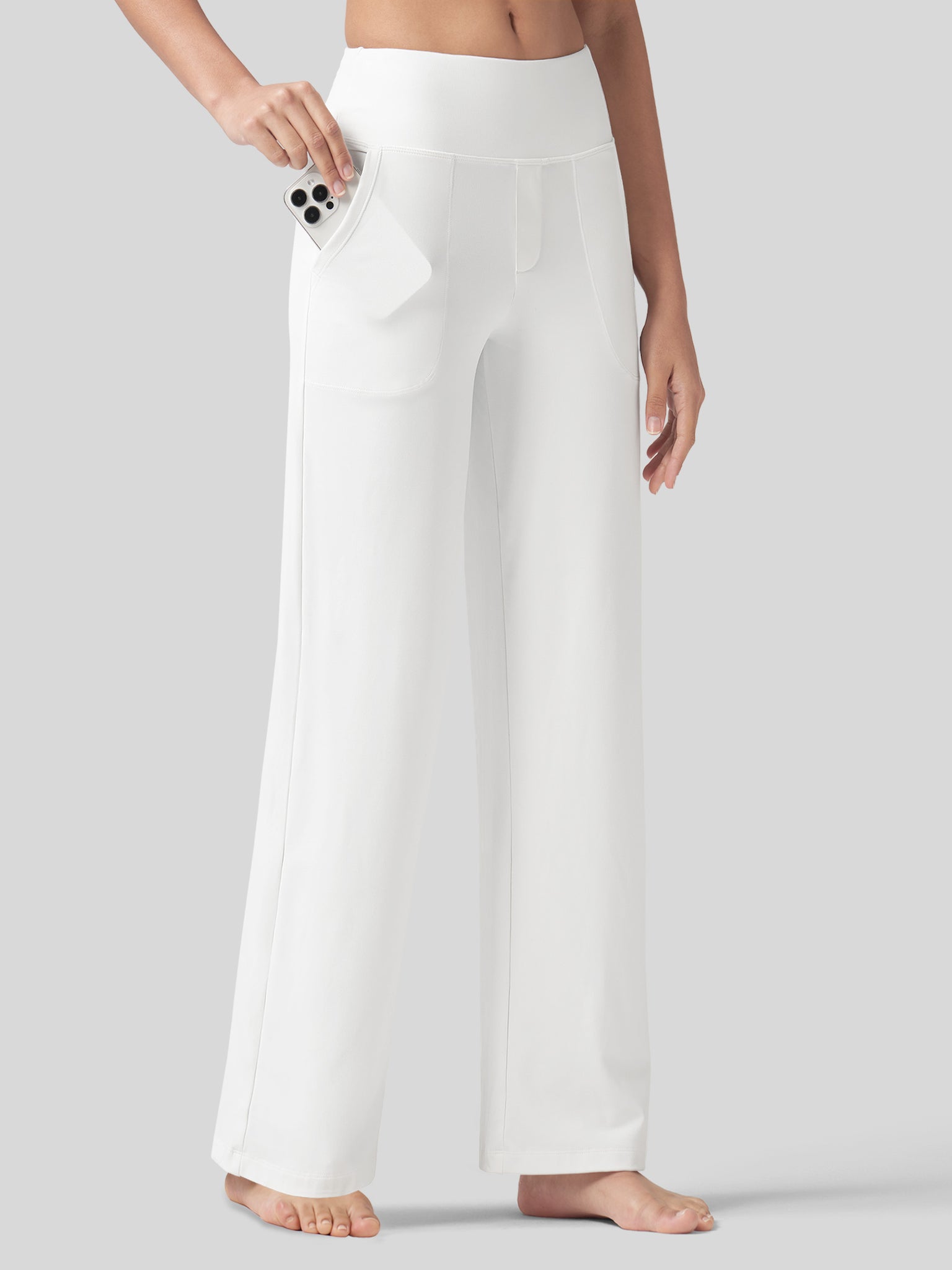 Willit Women's High Rise Yoga Dress Pants 30 Inch in white