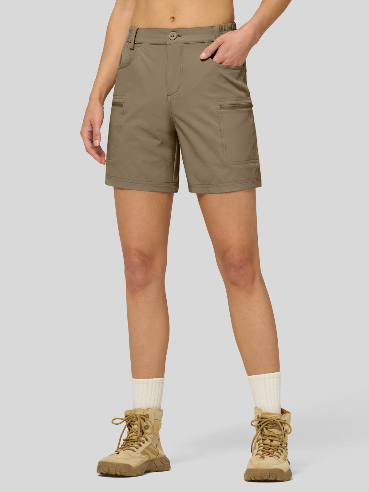 Willit Women's Outdoor Cargo Shorts 6 Inseam in deep khaki1