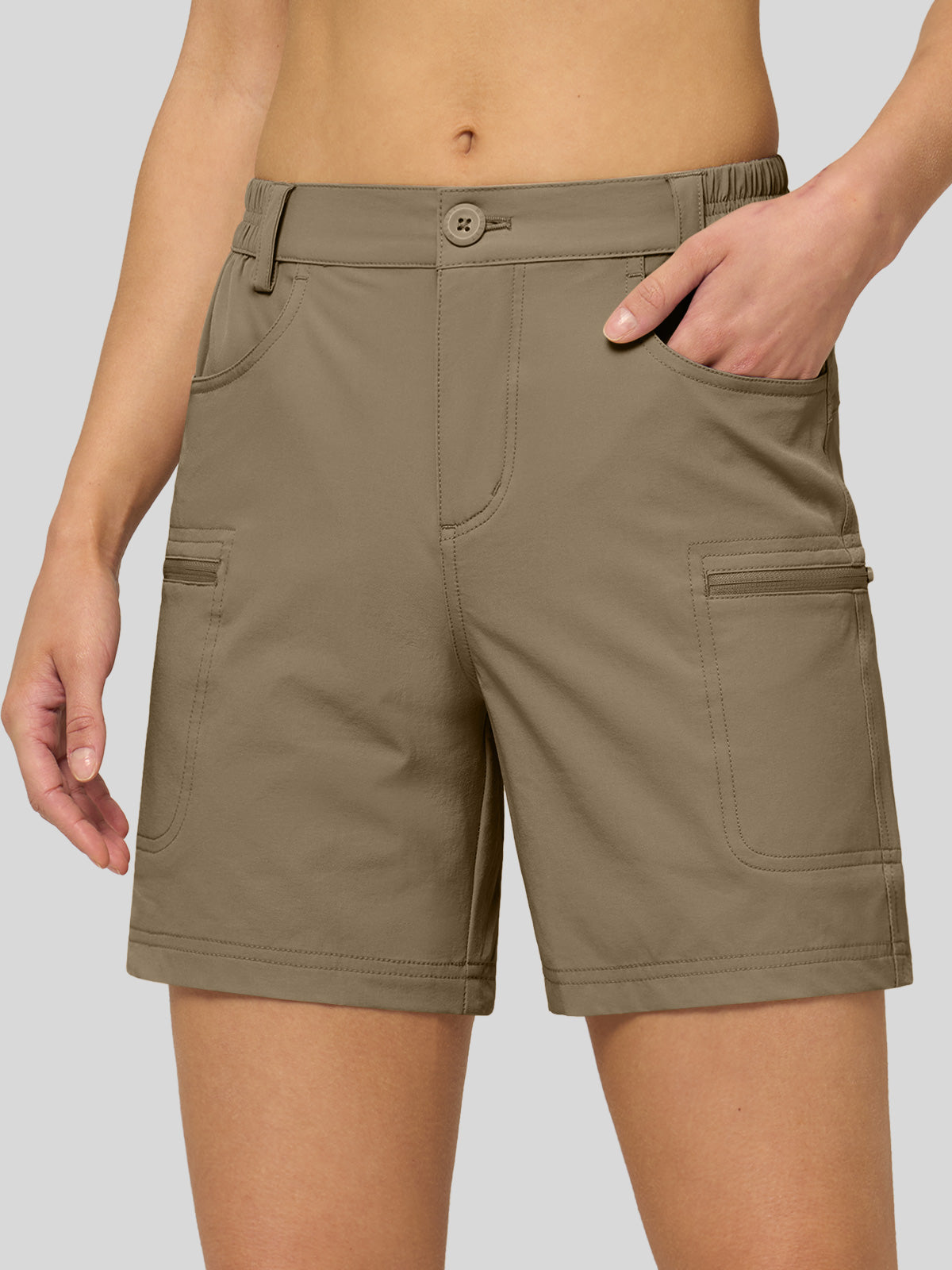 Willit Women's Outdoor Cargo Shorts 6 Inseam in deep khaki2