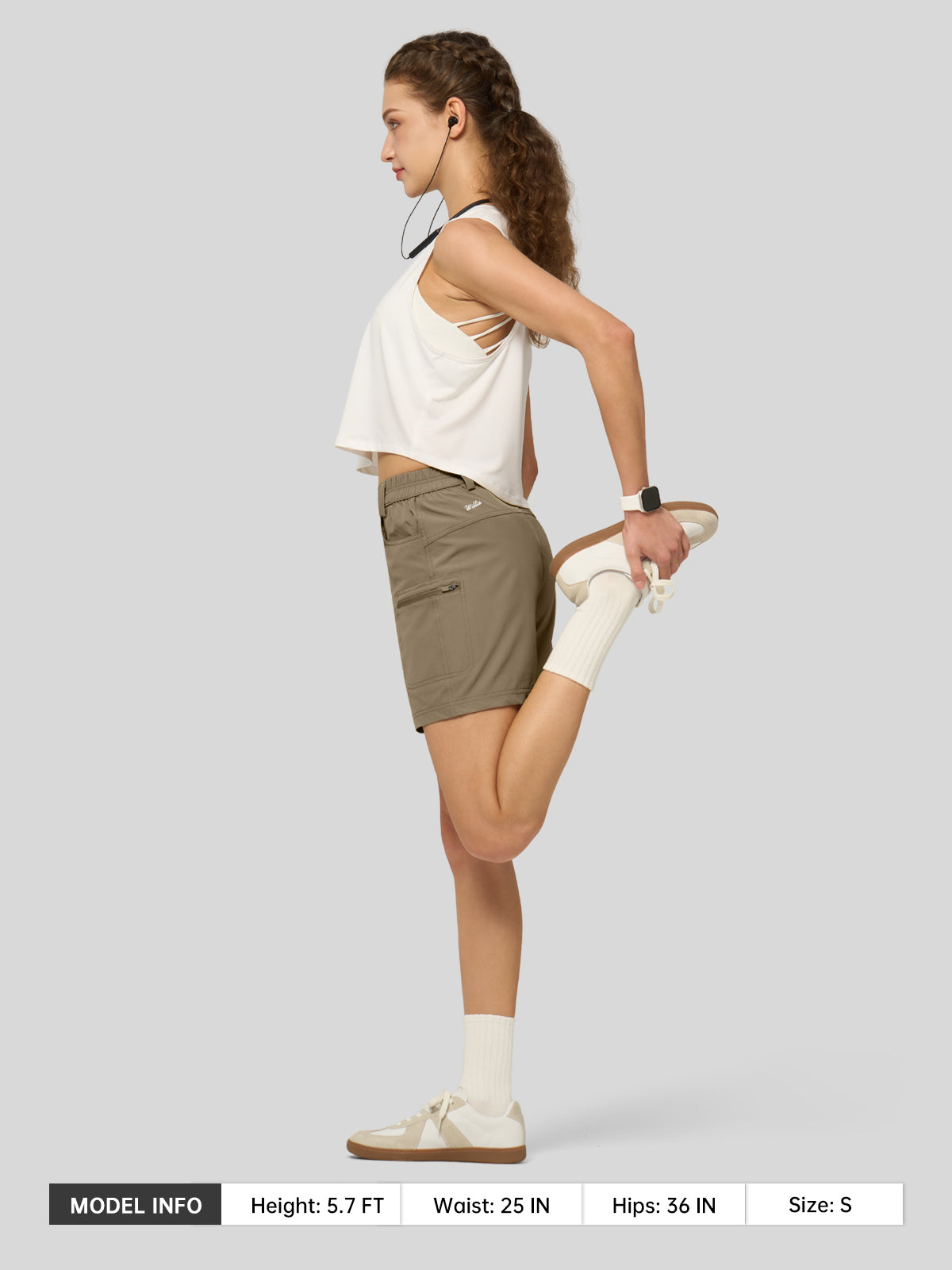 Willit Women's Outdoor Cargo Shorts 6 Inseam in deep khaki5