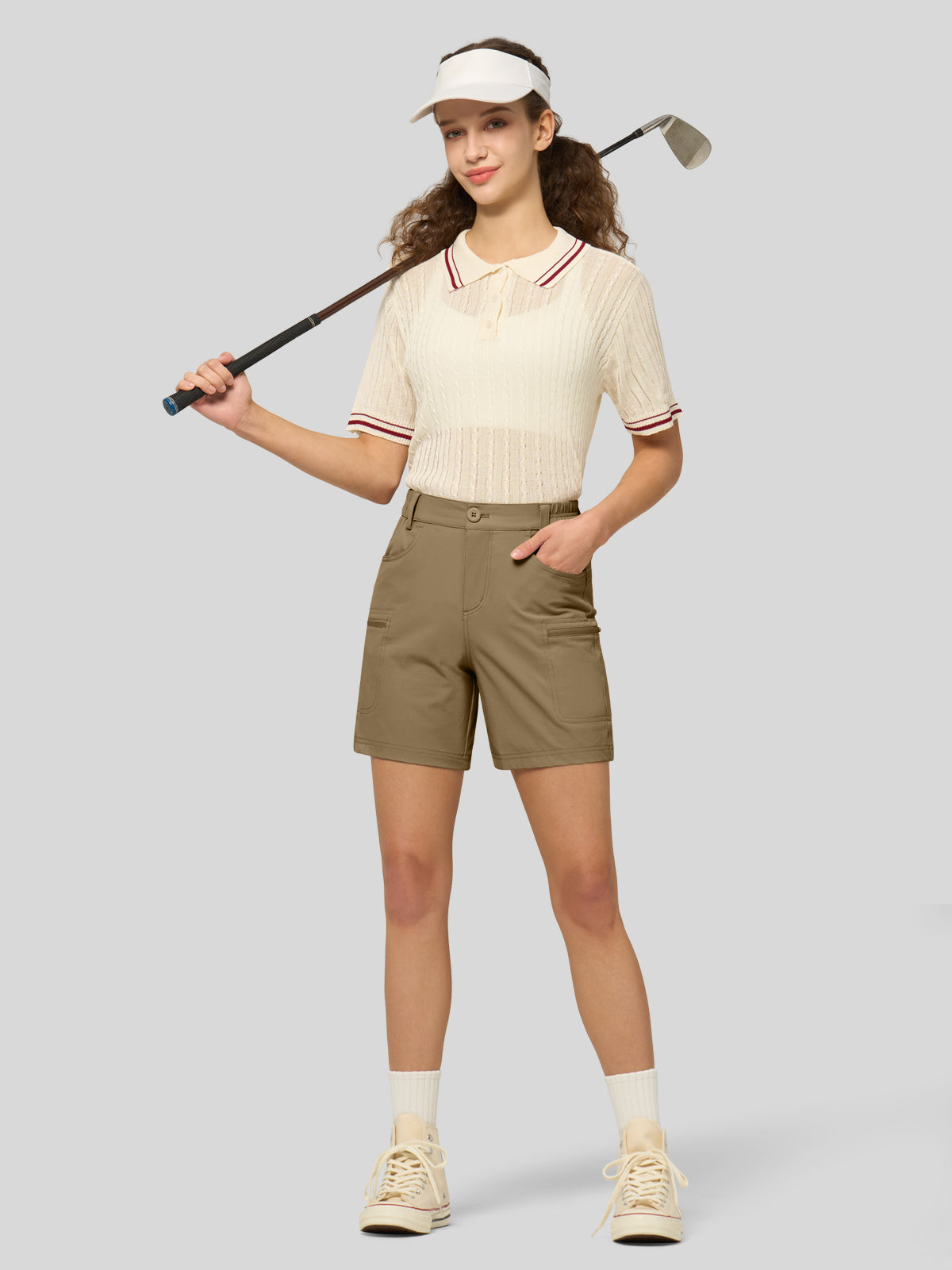 Willit Women's Outdoor Cargo Shorts 6 Inseam in deep khaki4