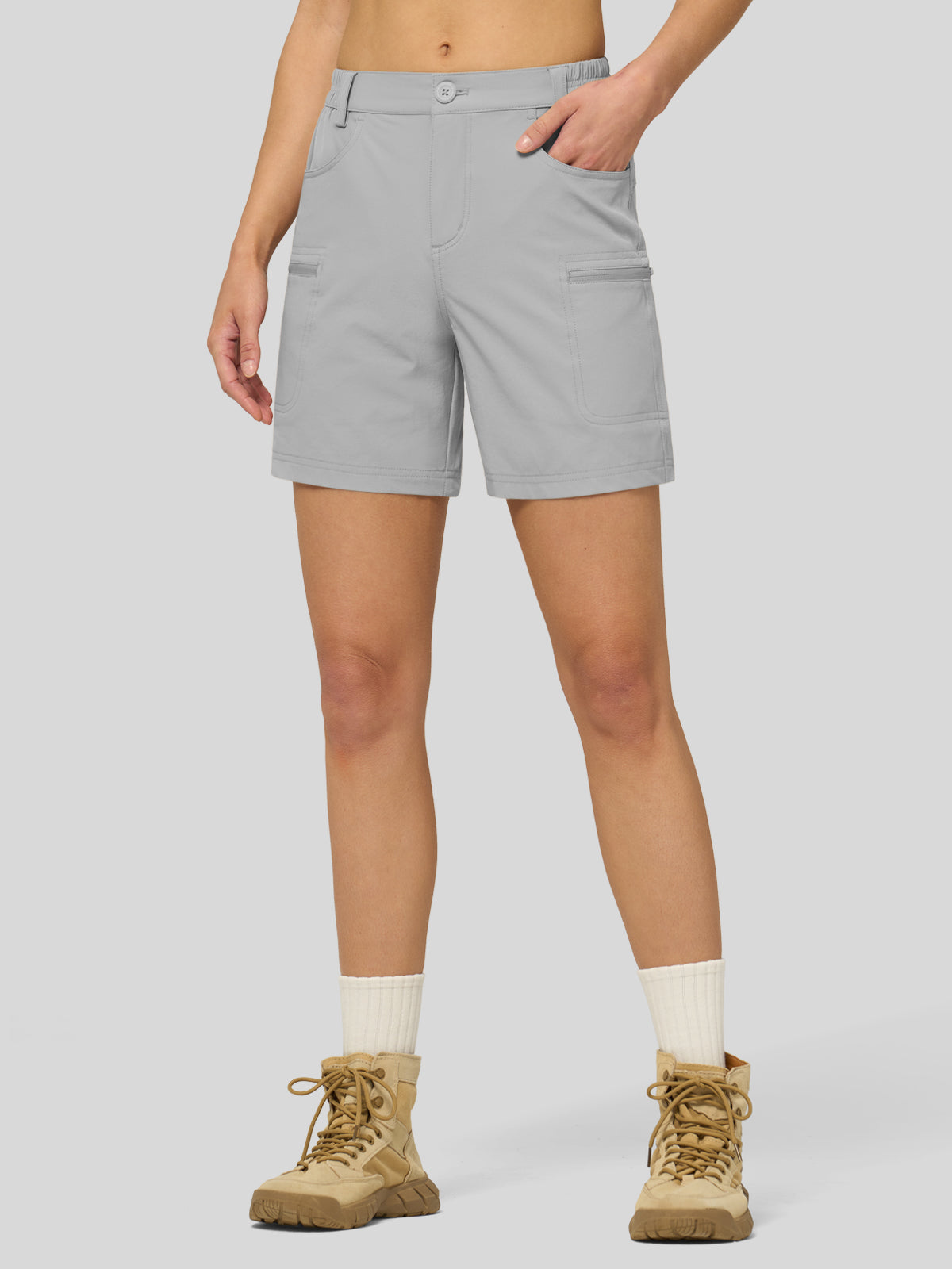 Willit Women's Outdoor Cargo Shorts 6 Inseam in light gray1