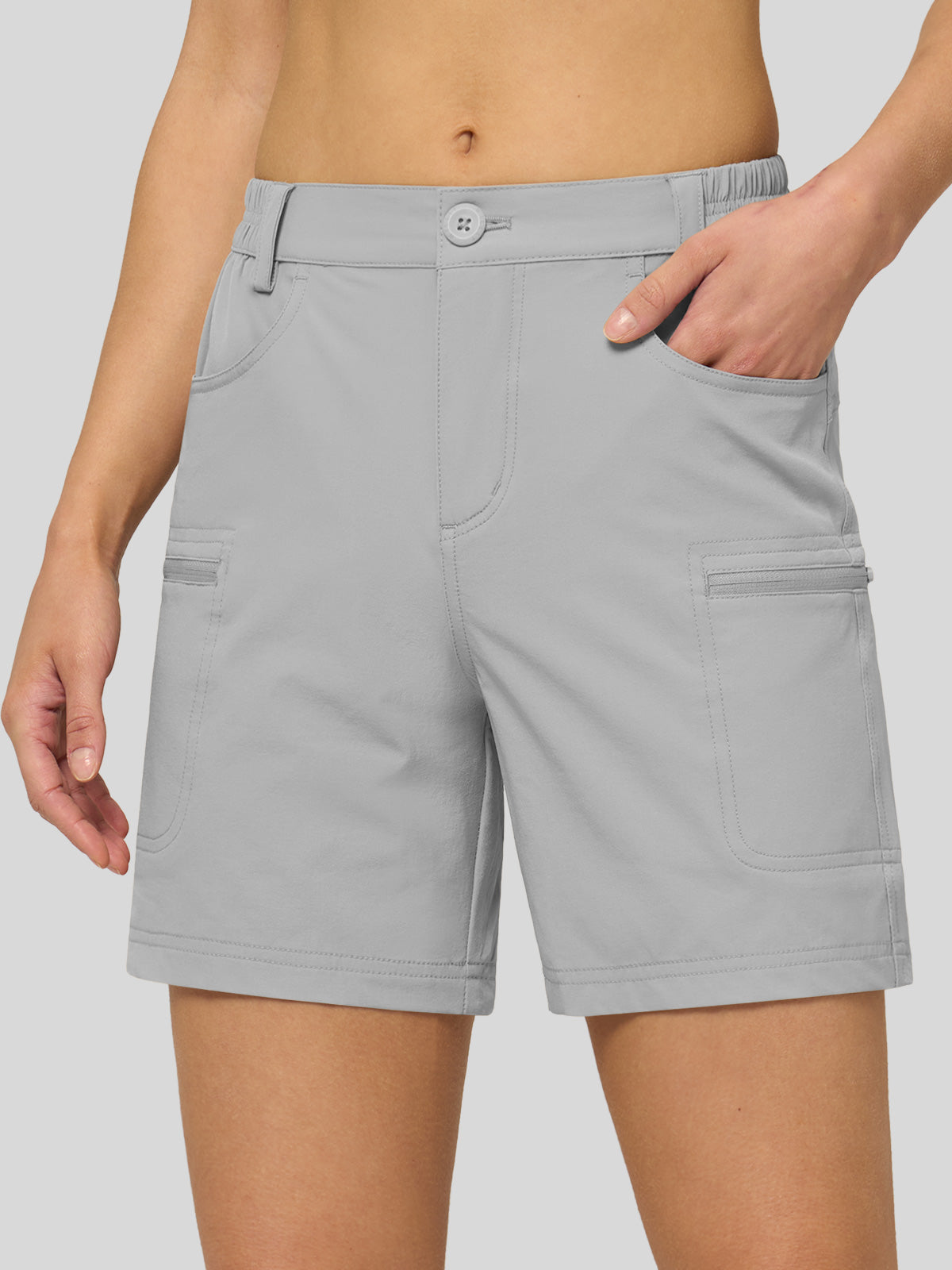 Willit Women's Outdoor Cargo Shorts 6 Inseam in light gray2