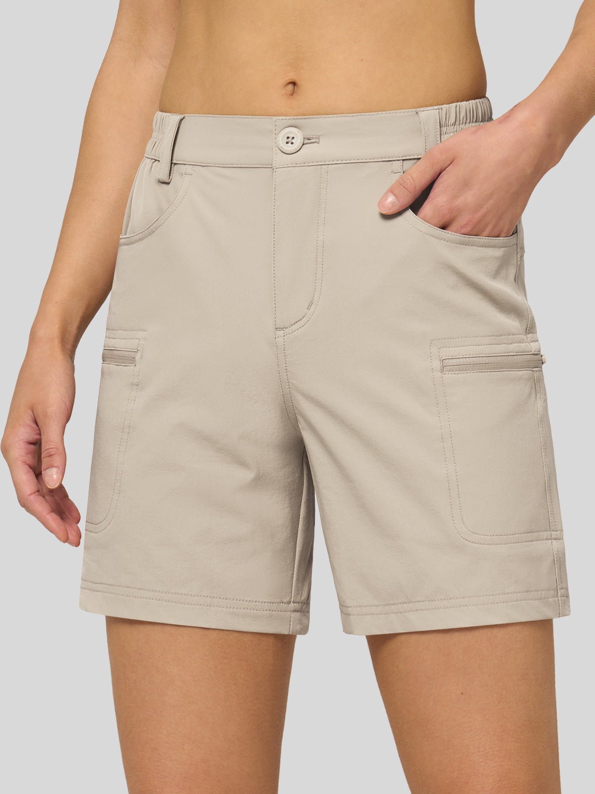 Willit Women's Outdoor Cargo Shorts 6 Inseam in light khaki2