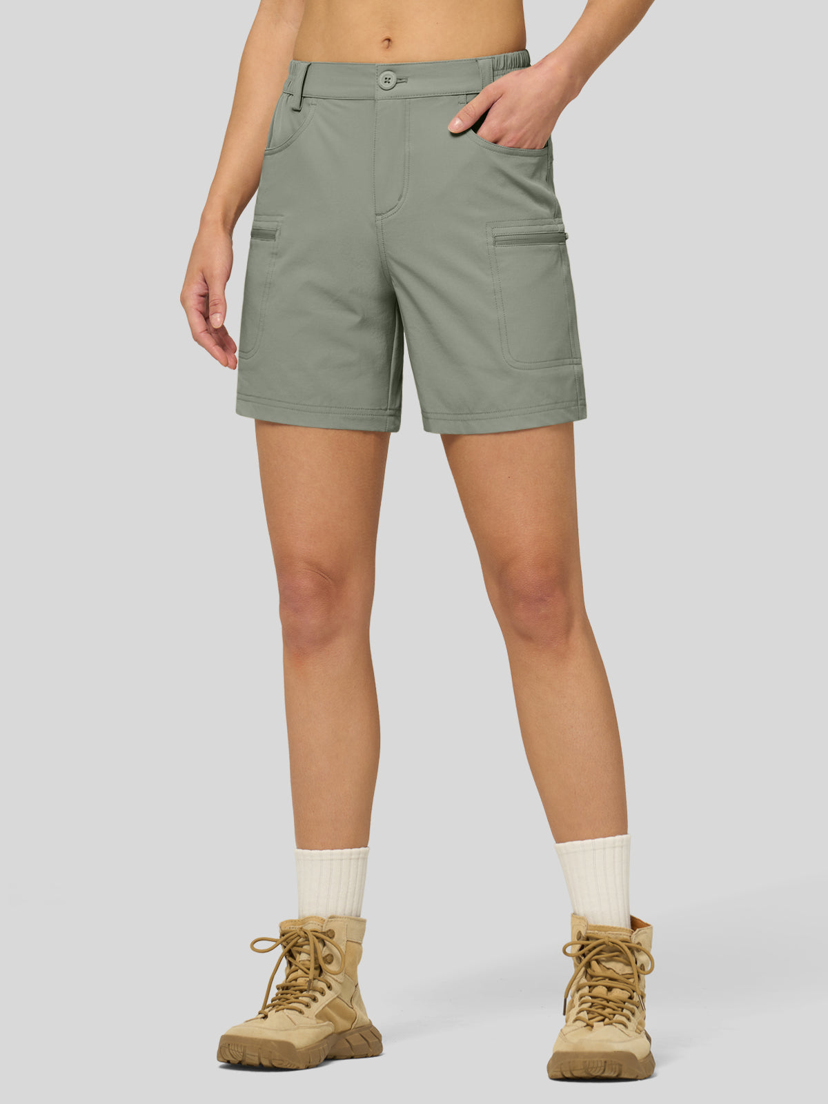 Willit Women's Outdoor Cargo Shorts 6 Inseam in sage green1
