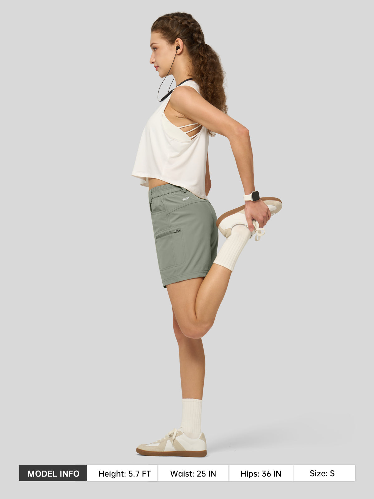 Willit Women's Outdoor Cargo Shorts 6 Inseam in sage green5