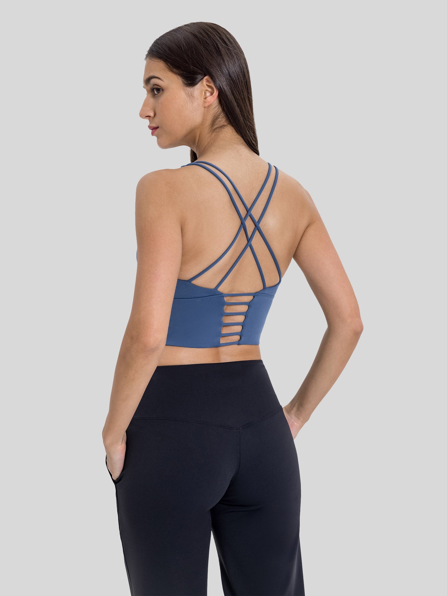 Womens Light Support Yoga Bra blue