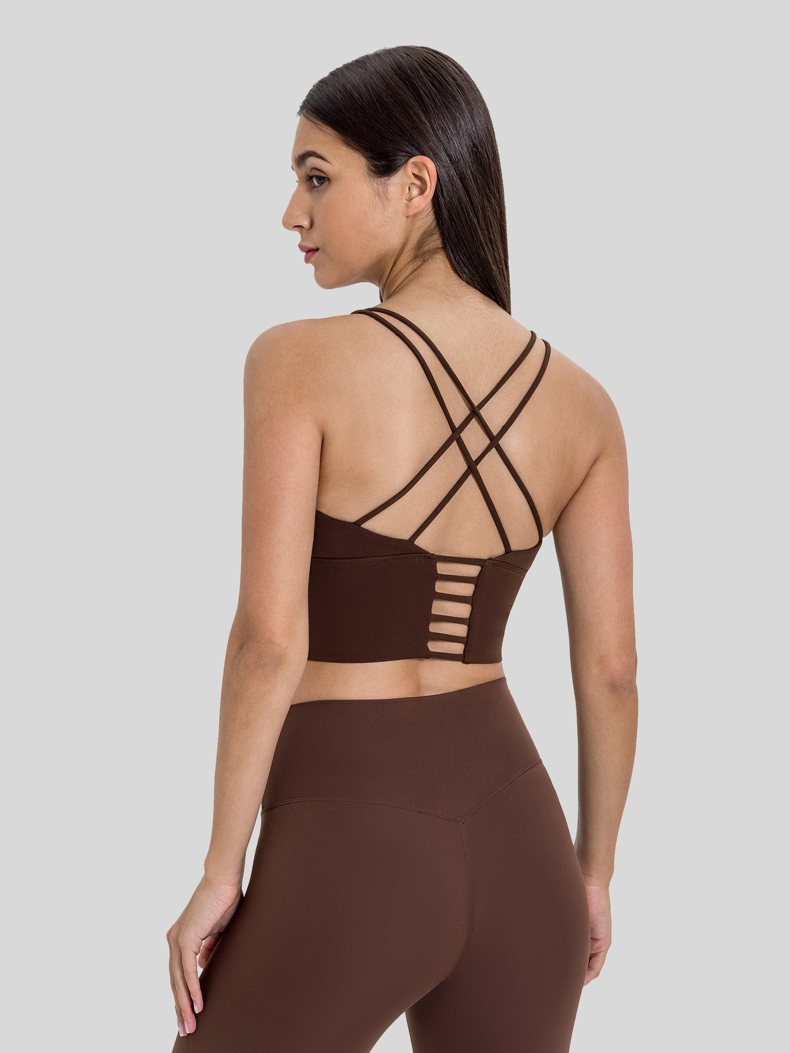 Womens Light Support Yoga Bra coffee
