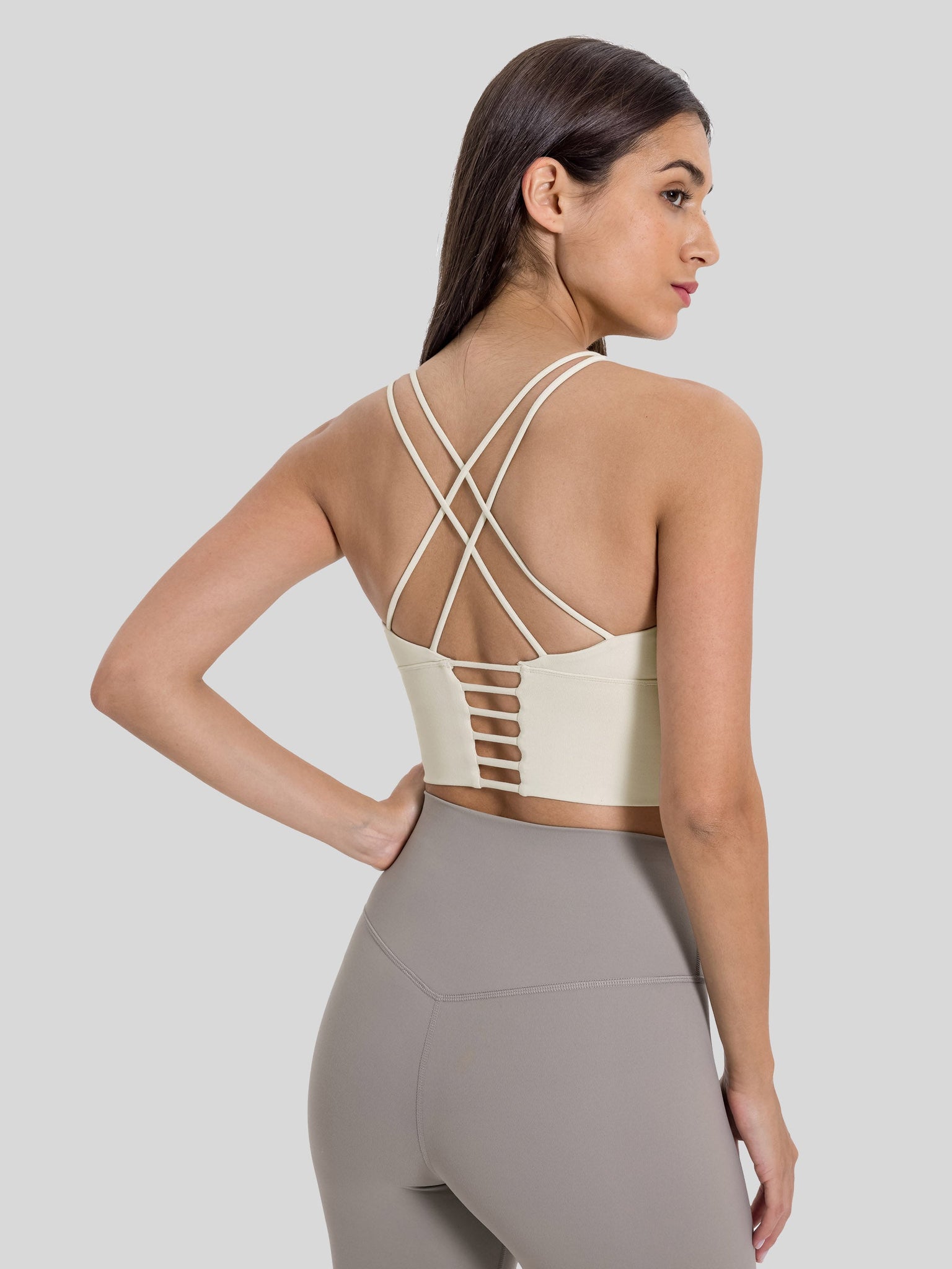 Womens Light Support Yoga Bra off white