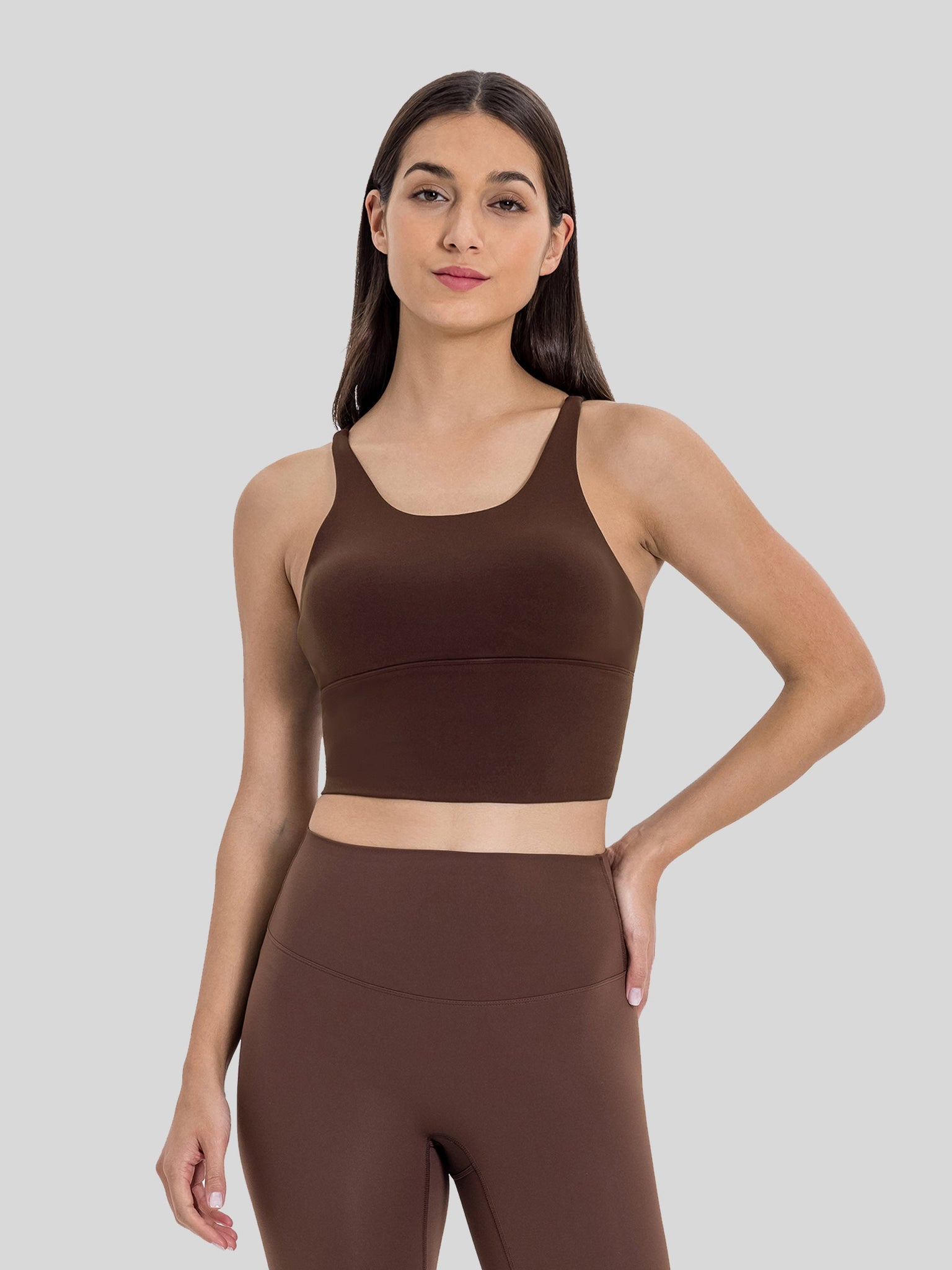 Womens Light Support Yoga Bra coffee