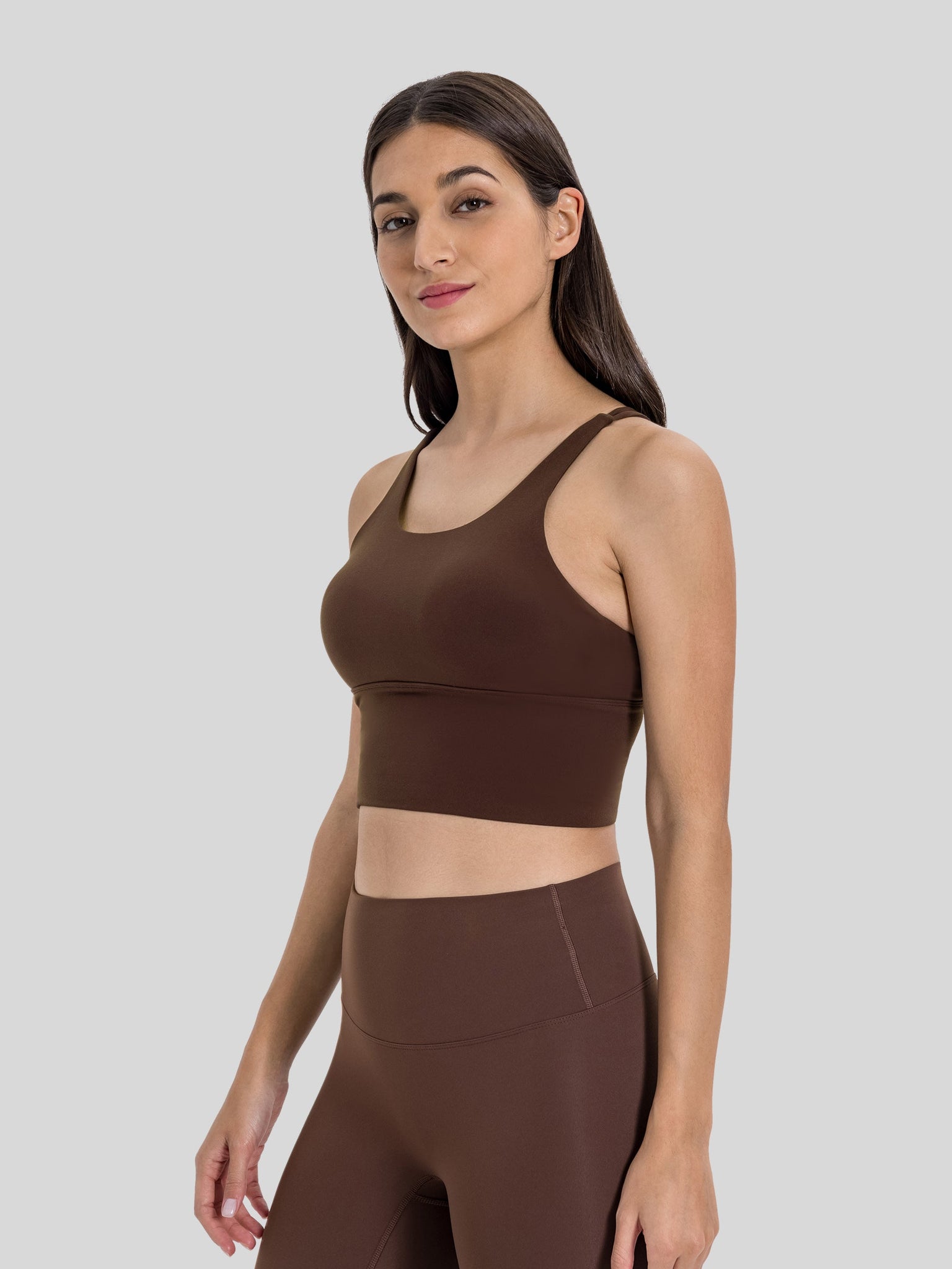 Womens Light Support Yoga Bra coffee