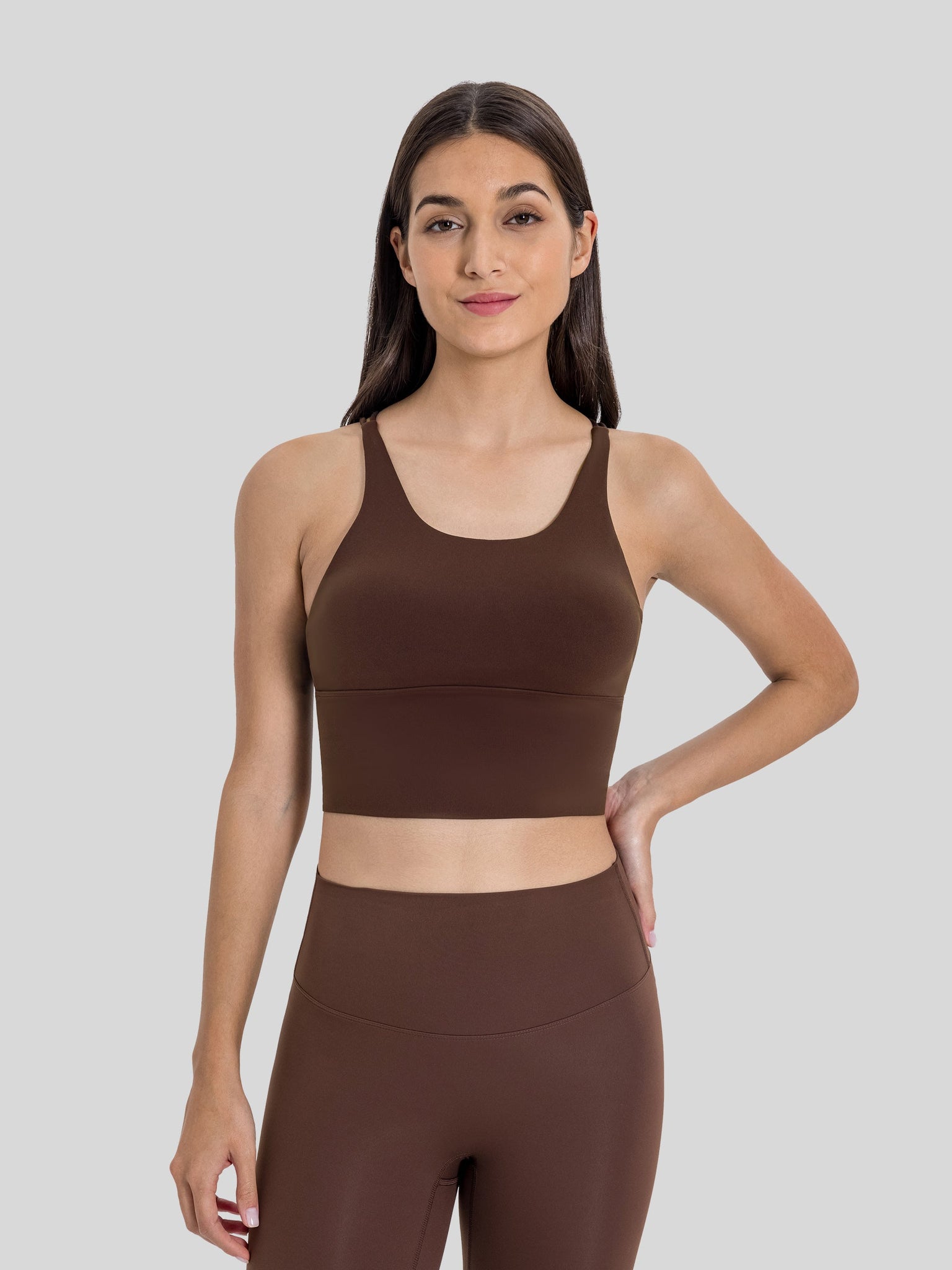 Womens Light Support Yoga Bra coffee