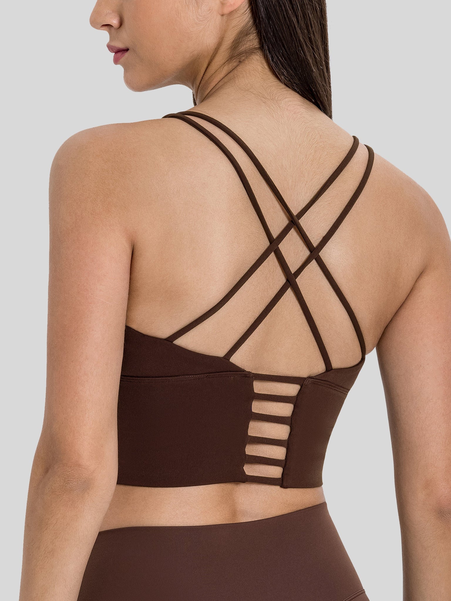Womens Light Support Yoga Bra coffee