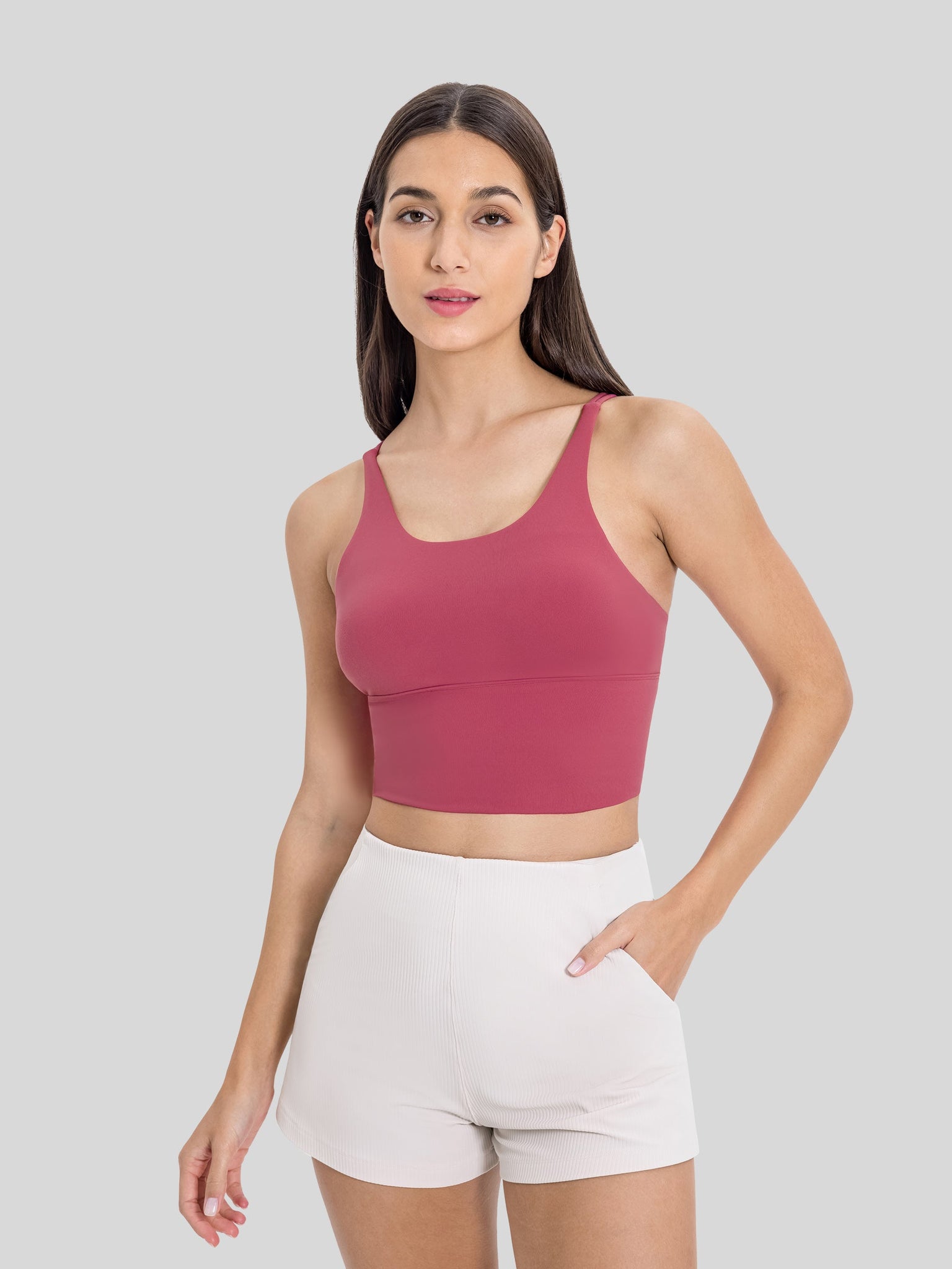 Womens Light Support Yoga Bra dull red